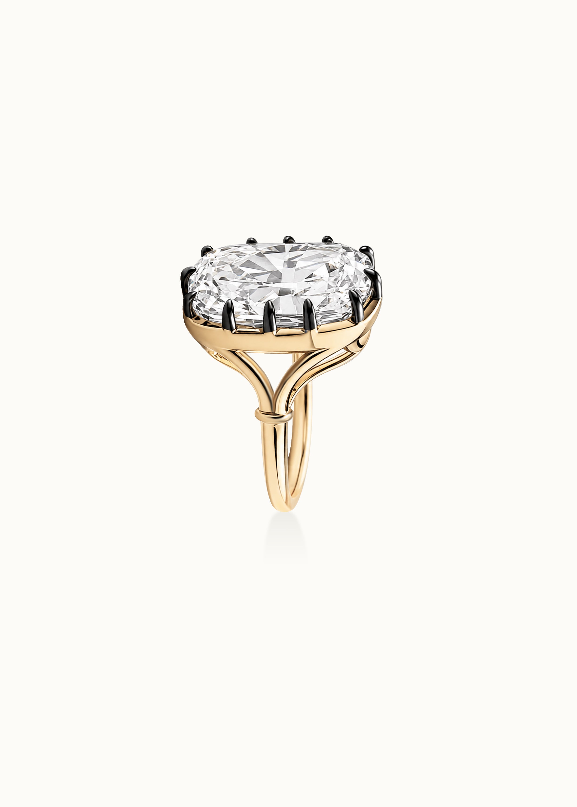 Archive Cushion Cut Claw Set Blackened Moissanite Ring 15ct