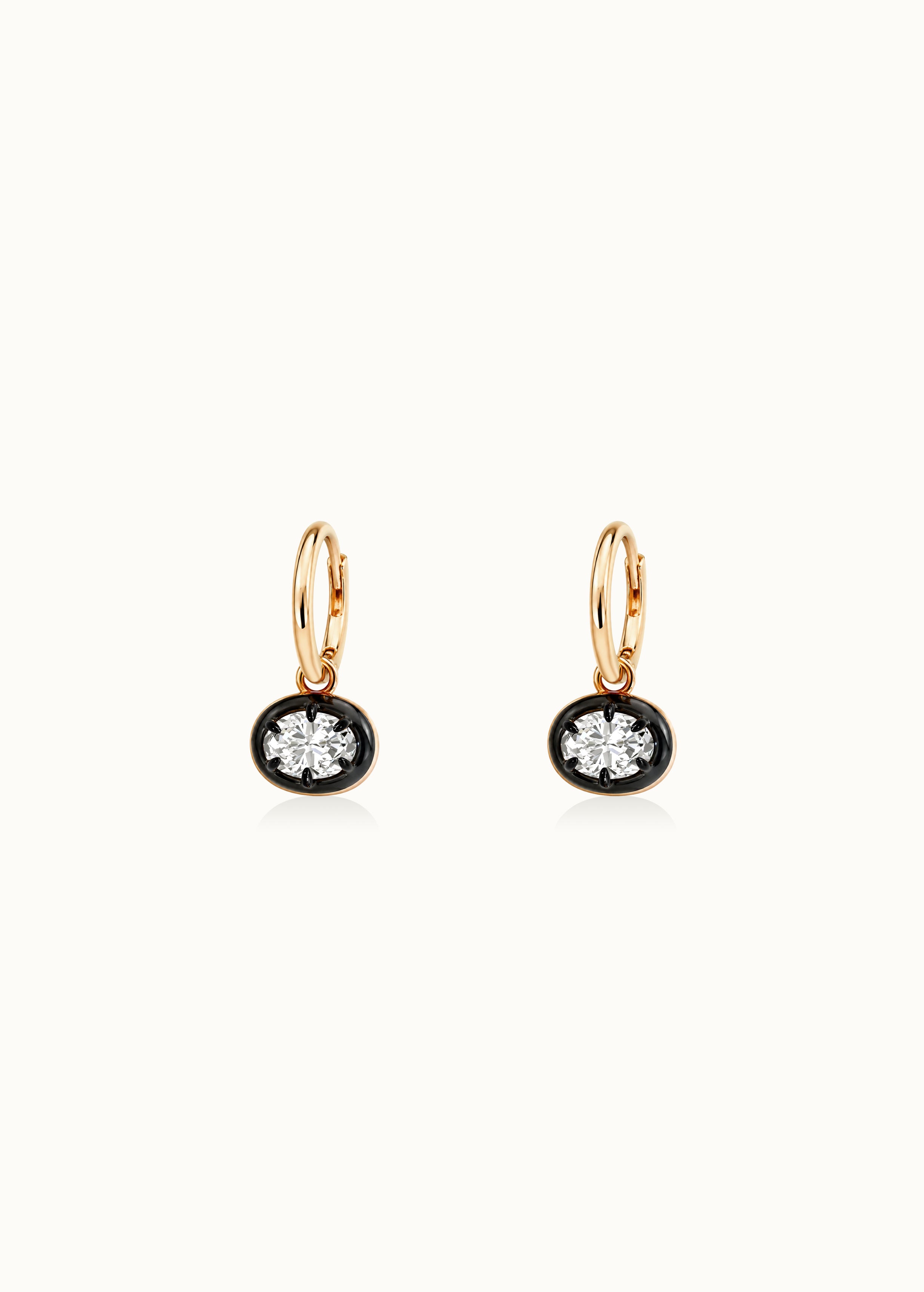 Archive 1ct Oval Cut Blackened Moissanite Hoop Earrings