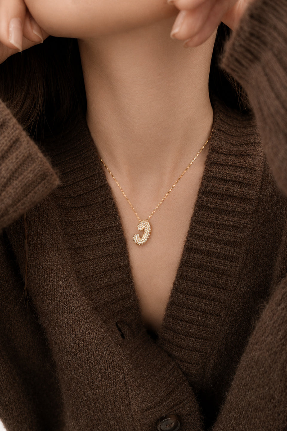 24 Hours Bubble Moissanite Initial Necklace