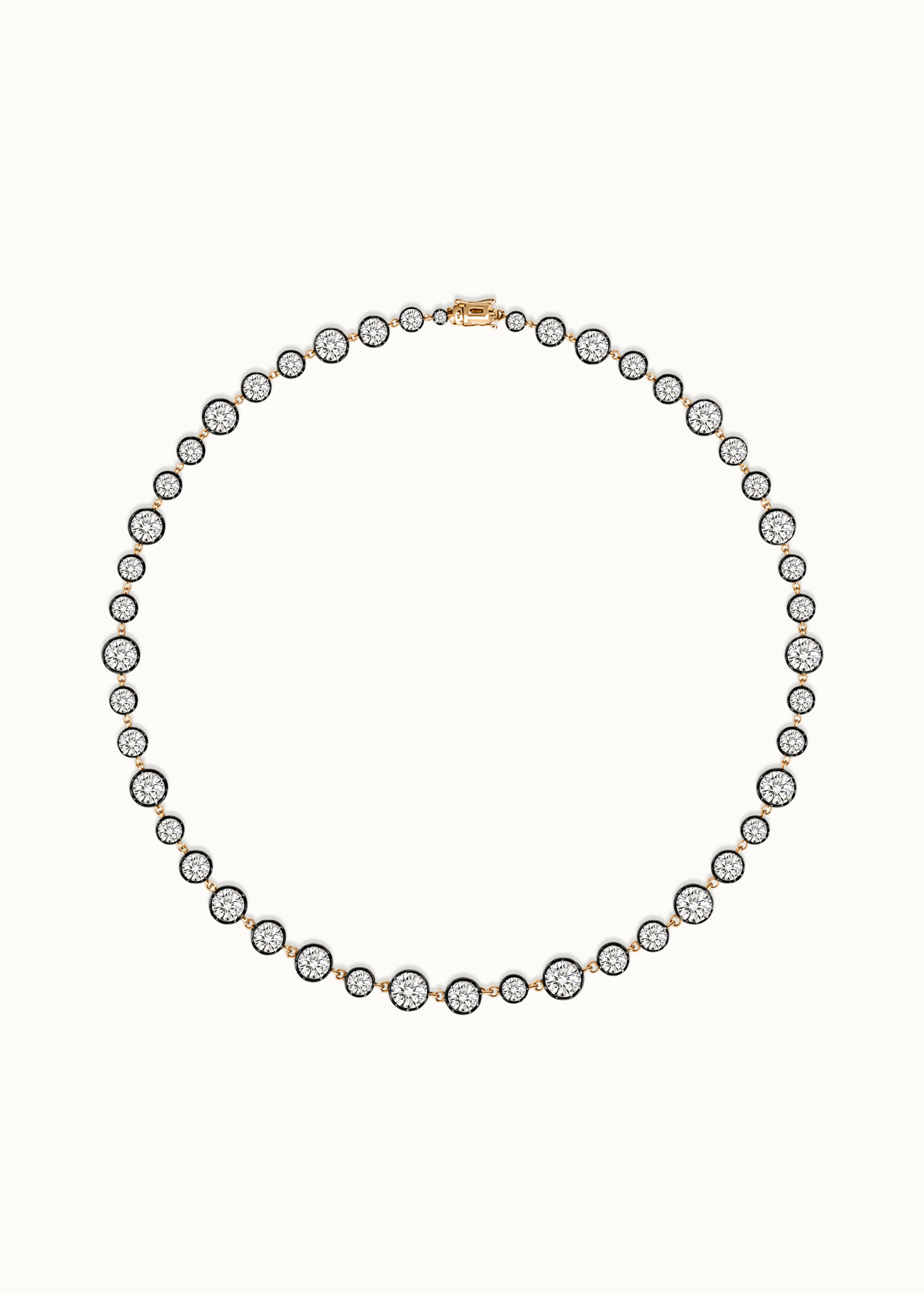 Archive 15ct Claw Set Round Brilliant Blackened Moissanite Chain Necklace