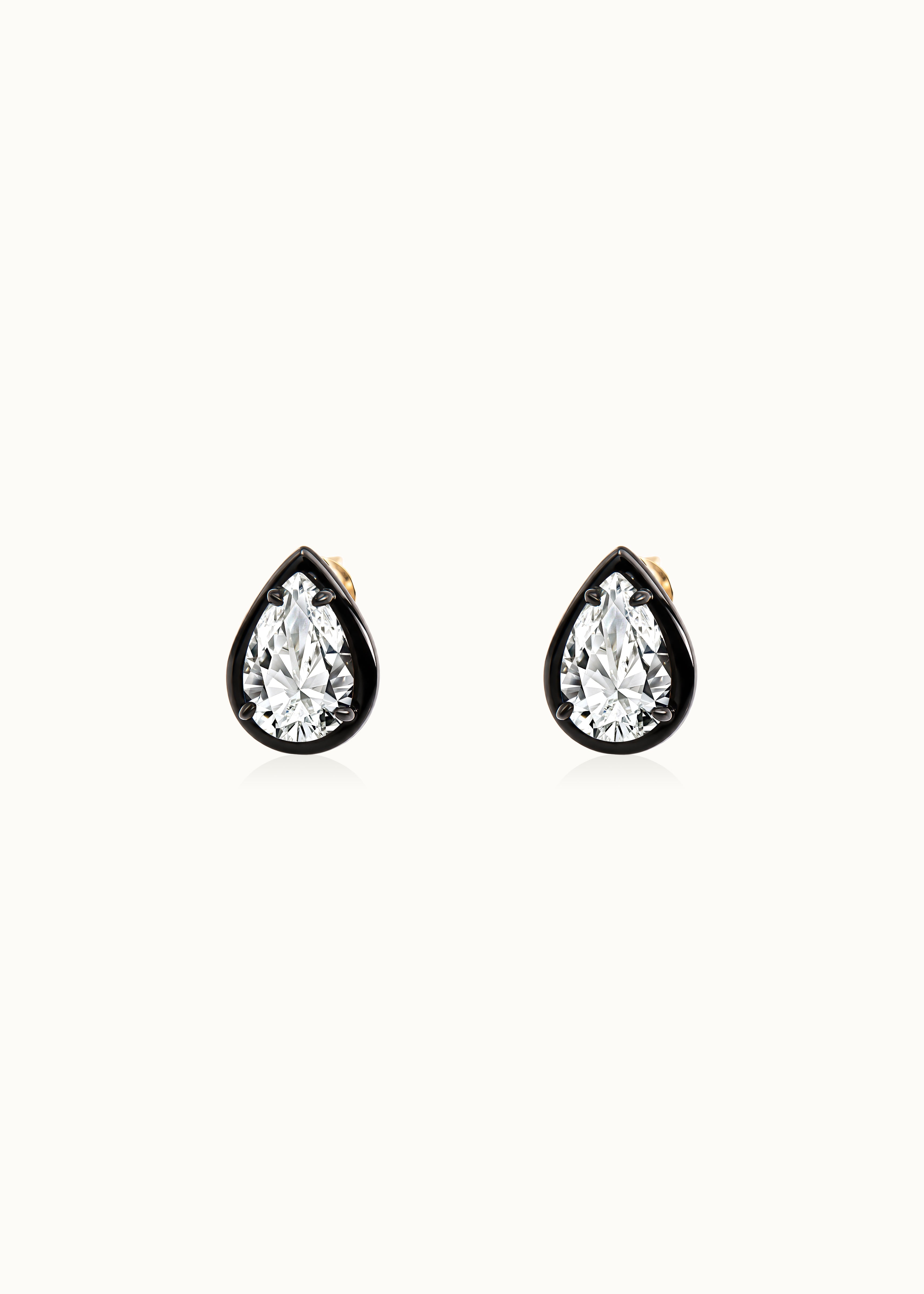 Archive 3.65ct Pear Cut Blackened Mossinate Studs