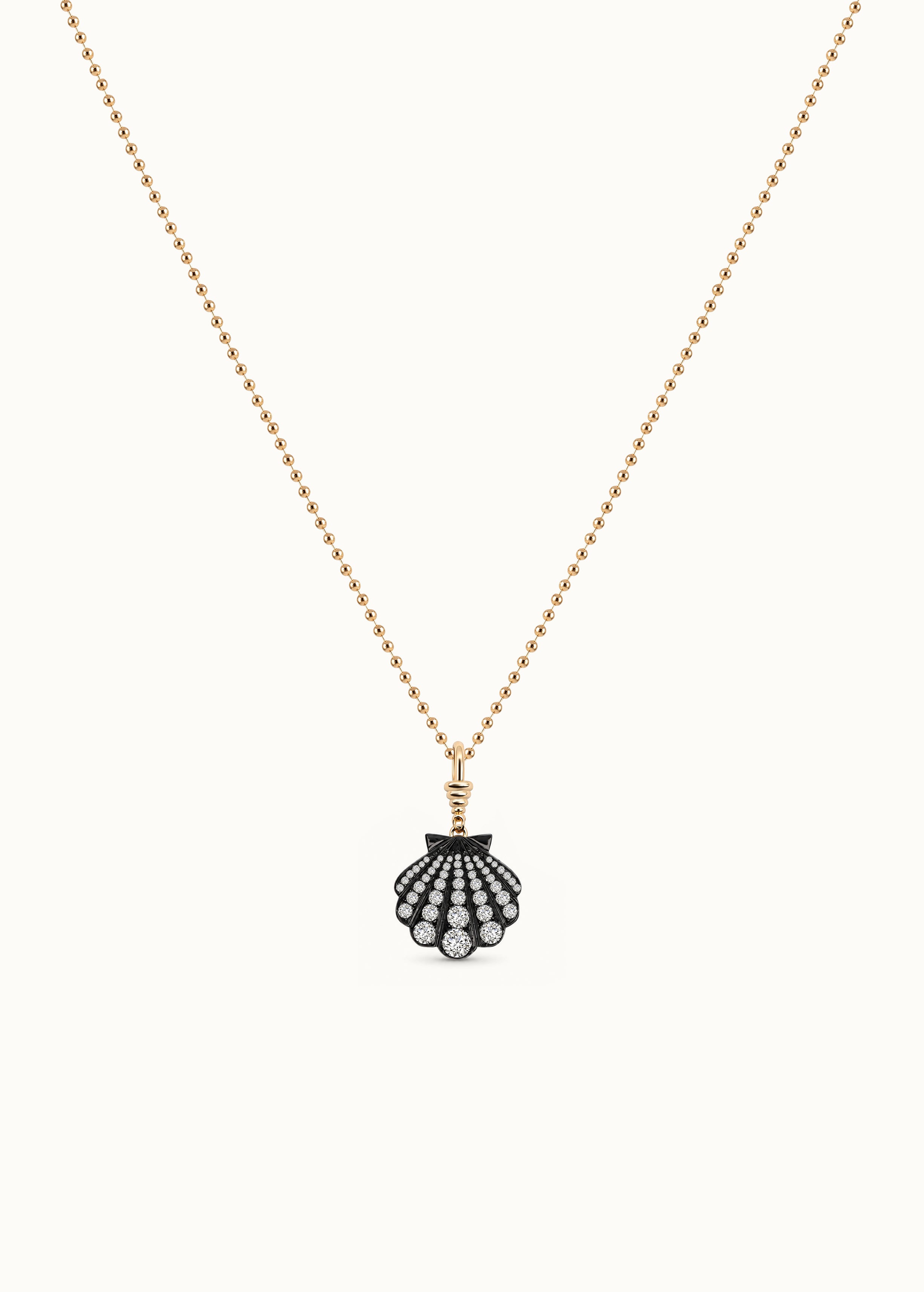 Archive Blackened Moissanite Small Shell Clip-On Pendant