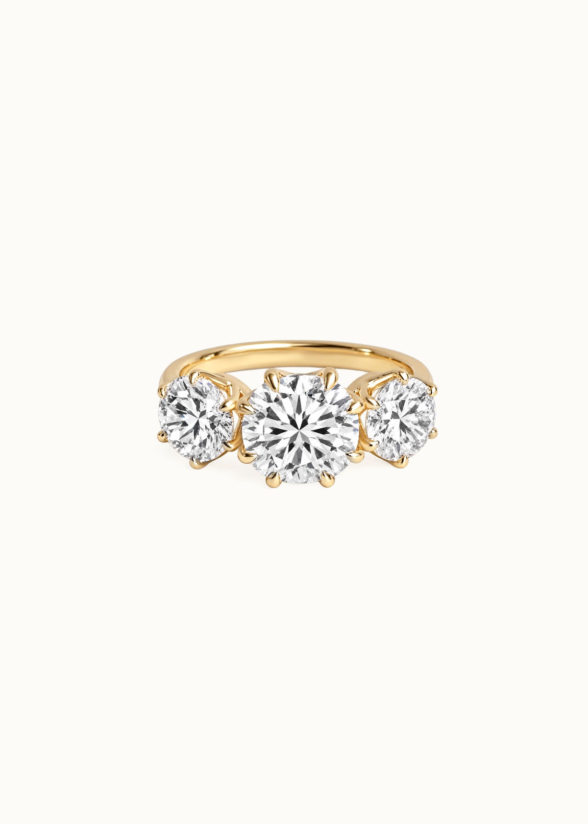 24 Hours 3-Stone Round Brilliant Moissanite Ring 2ct