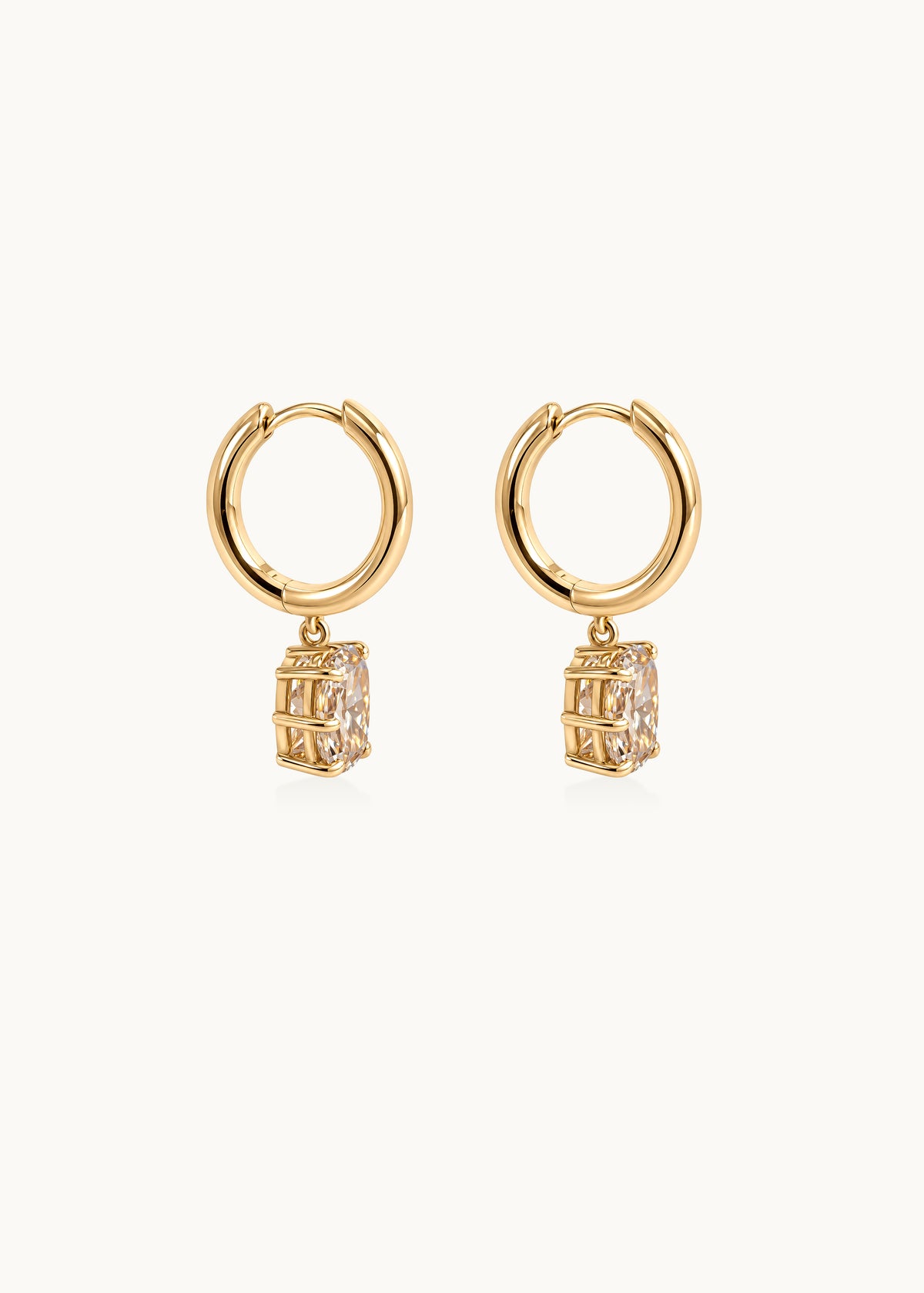 Archive Cushion Cut Champagne Moissanite Hoop Earrings 4ct
