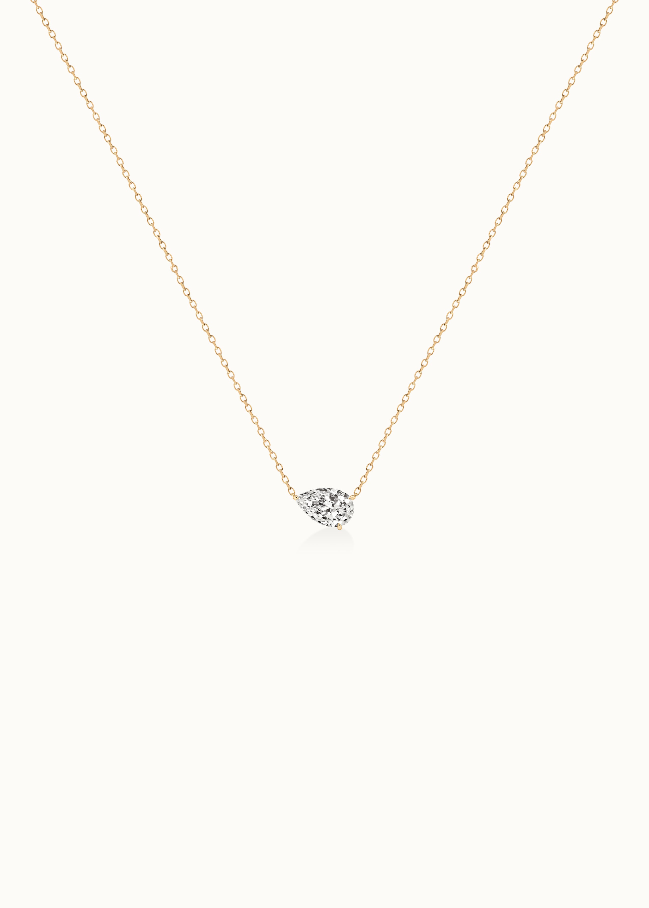 24 Hours Sleeping Pear Moissanite Solitaire Necklace