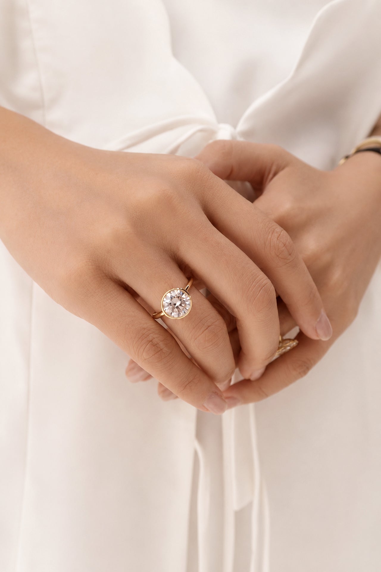 24 Hours 3ct Bezel Set Brilliant Cut Moissanite Solitaire Ring