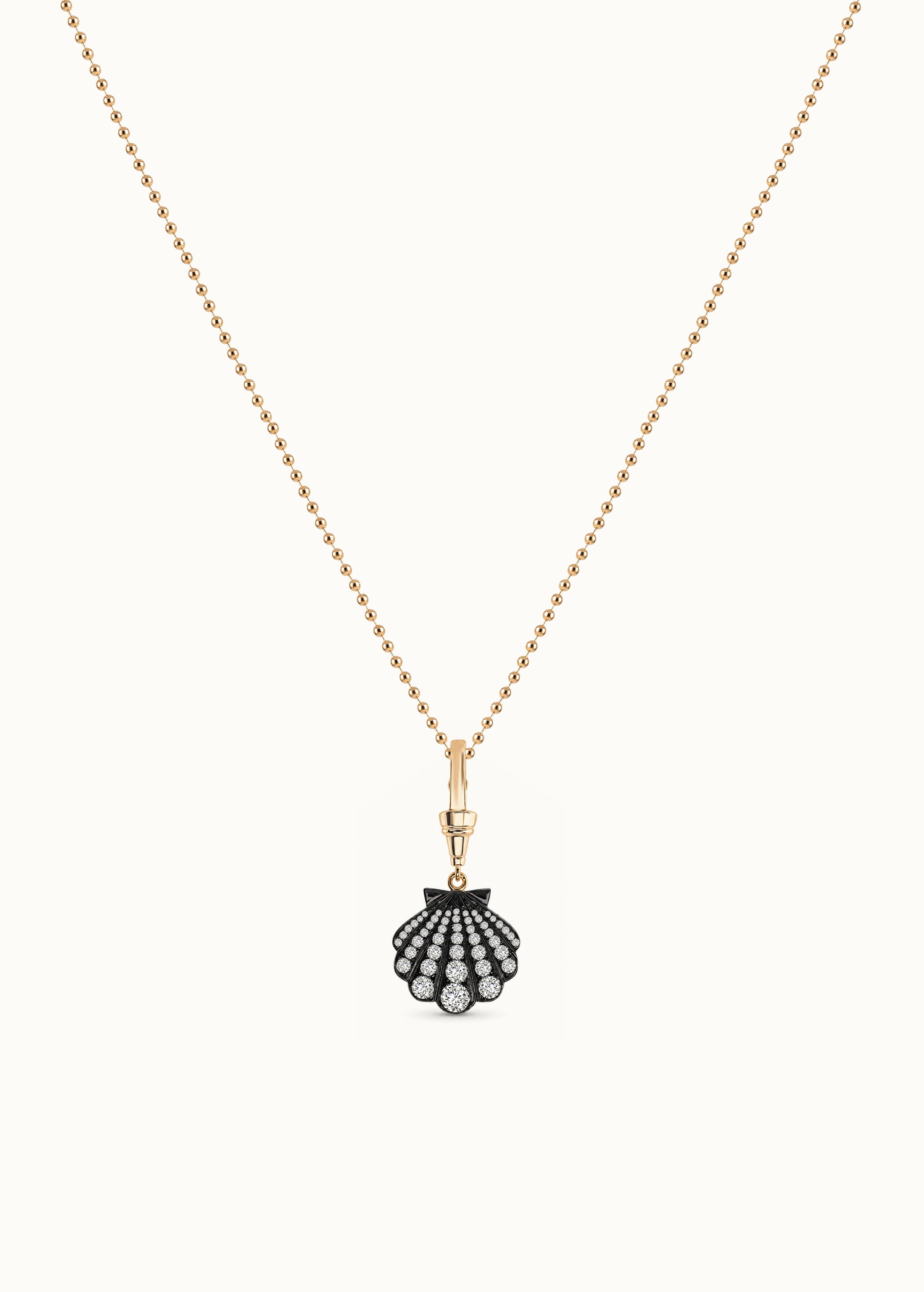 Archive Blackened Moissanite Large Shell Clilp-On Pendant