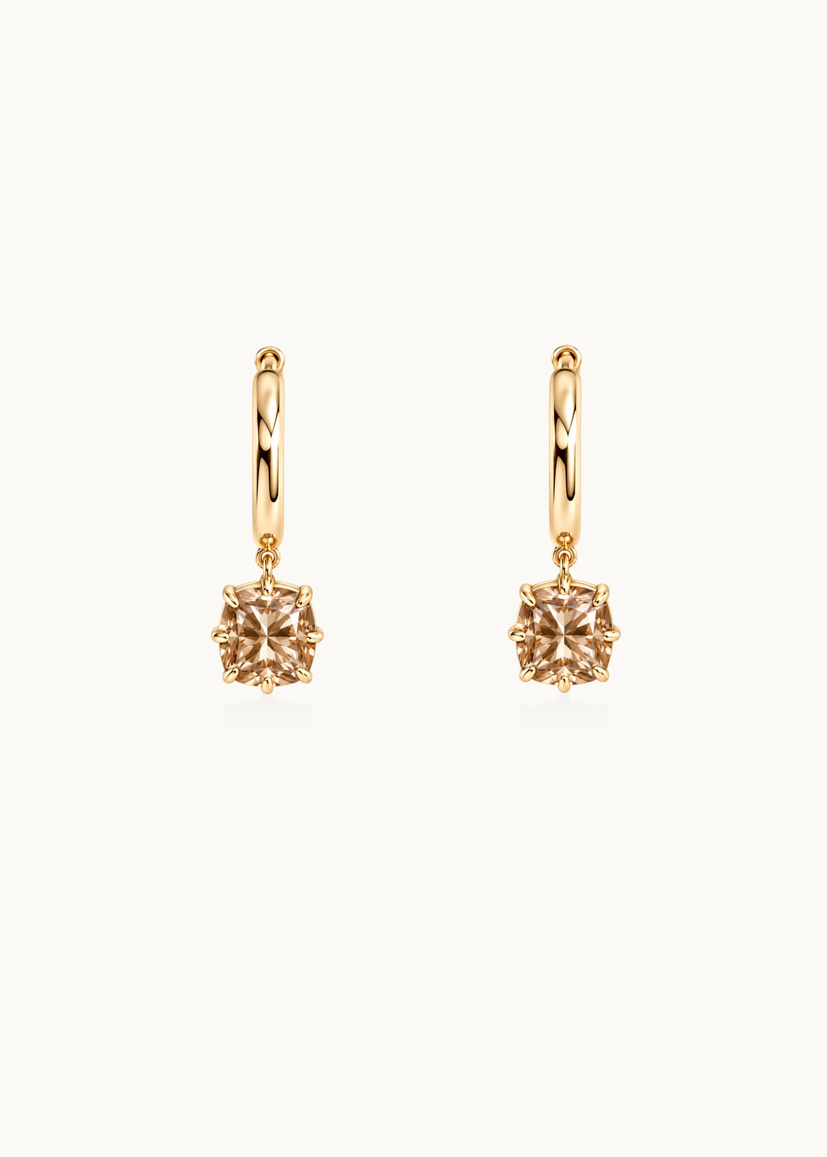 Archive Cushion Cut Champagne Moissanite Hoop Earrings 4ct