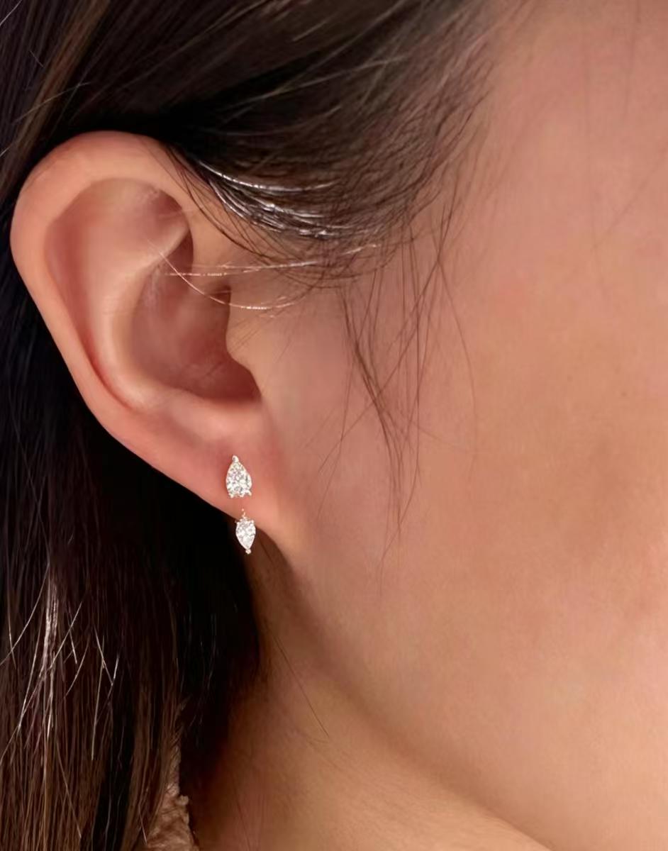 Heirloom Toi & Moi 0.44ct Pear Cut Diamond Earrings