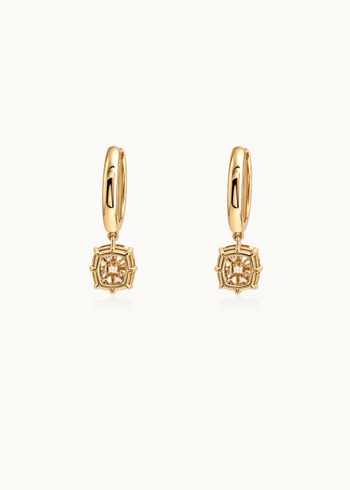 Archive Cushion Cut Champagne Moissanite Hoop Earrings 4ct
