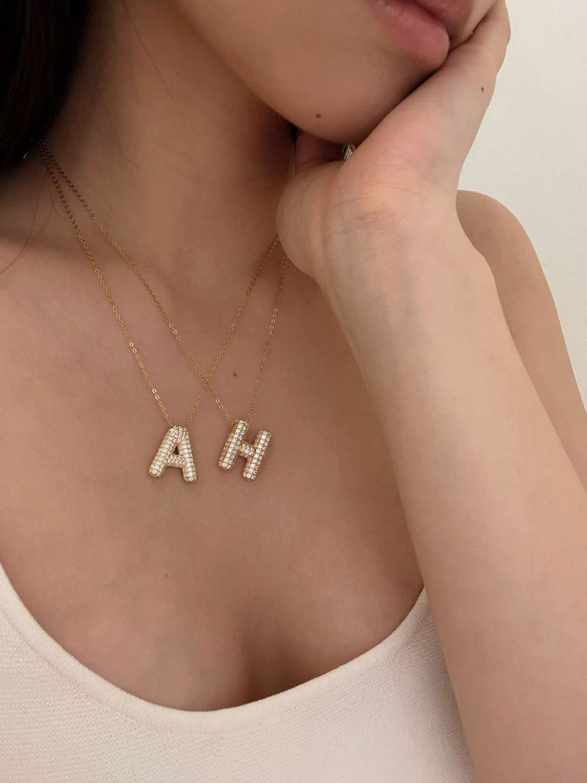 24 Hours Flow Bubble Moissanite Initial Pendant