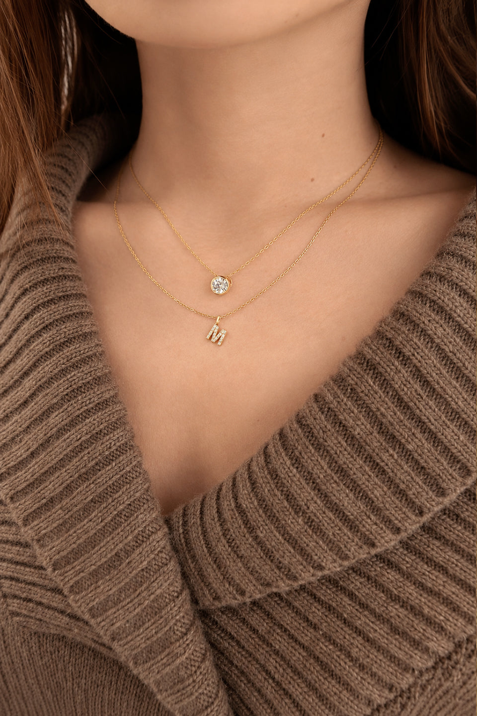 24 Hours Flow Super Fine Moissanite Initial Necklace