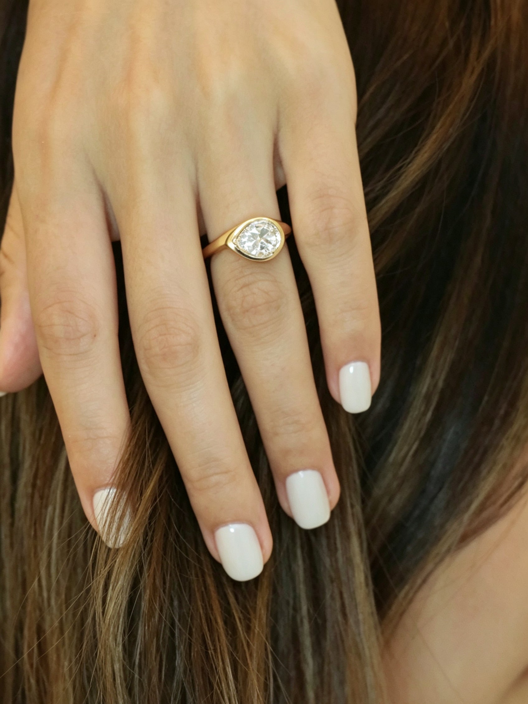 24 Hours Pear Cut Claw Set Moissanite Solitaire Ring 2ct
