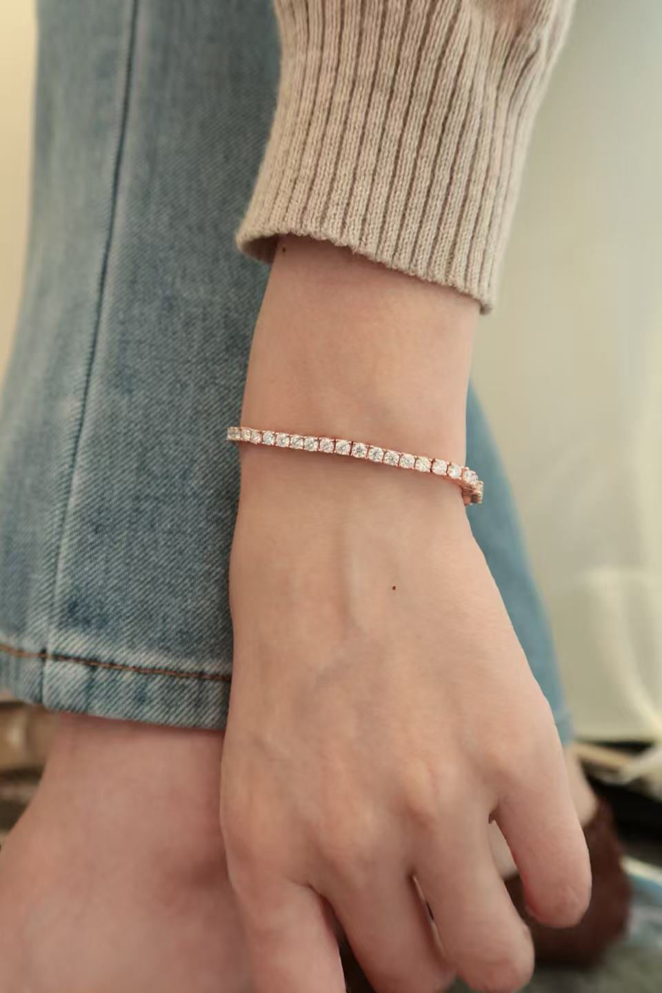 24 Hours Block 3mm Moissanite Tennis Bracelet 4.8ct