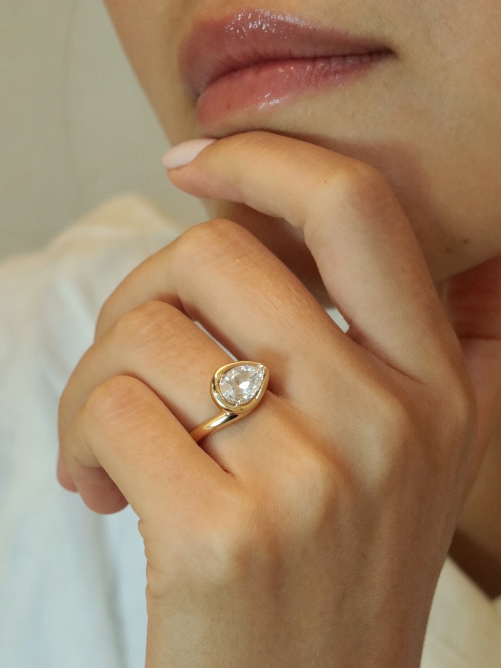 24 Hours Pear Cut Claw Set Moissanite Solitaire Ring 2ct