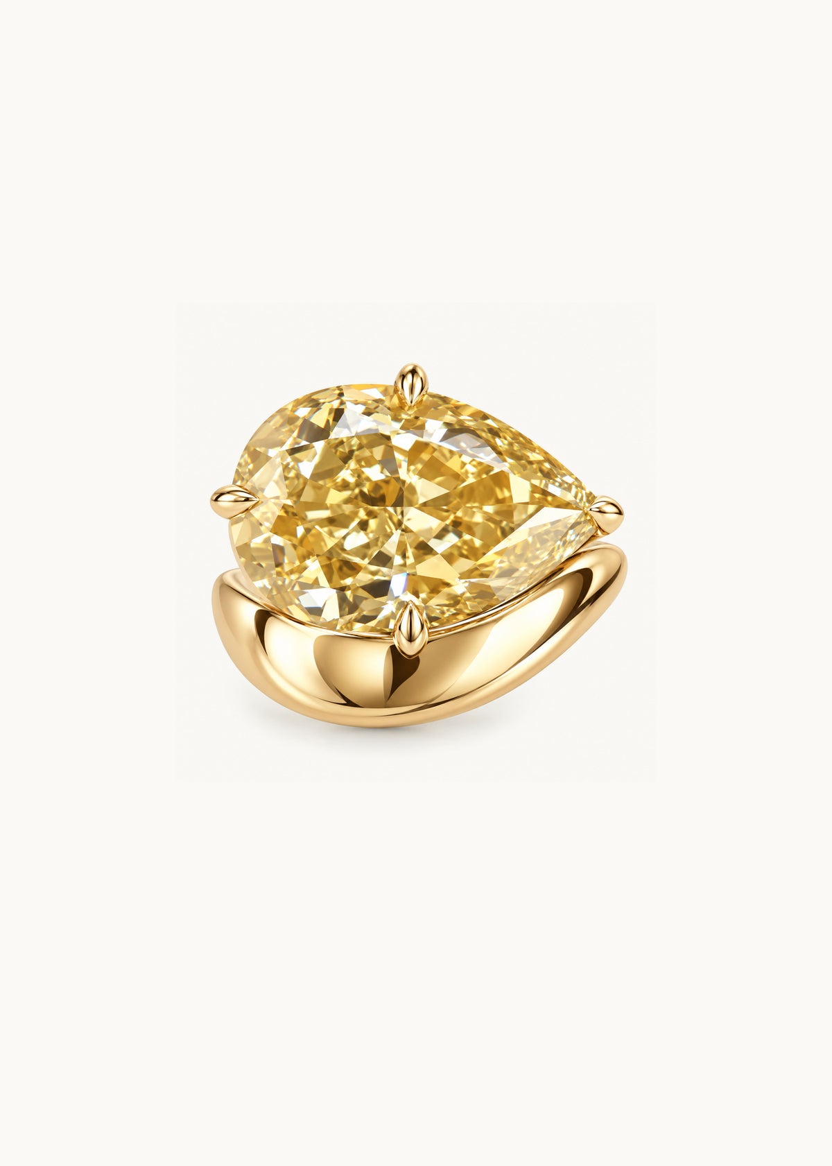 Archive Pear Cut Champagne Moissanite Solitaire Ring 5ct