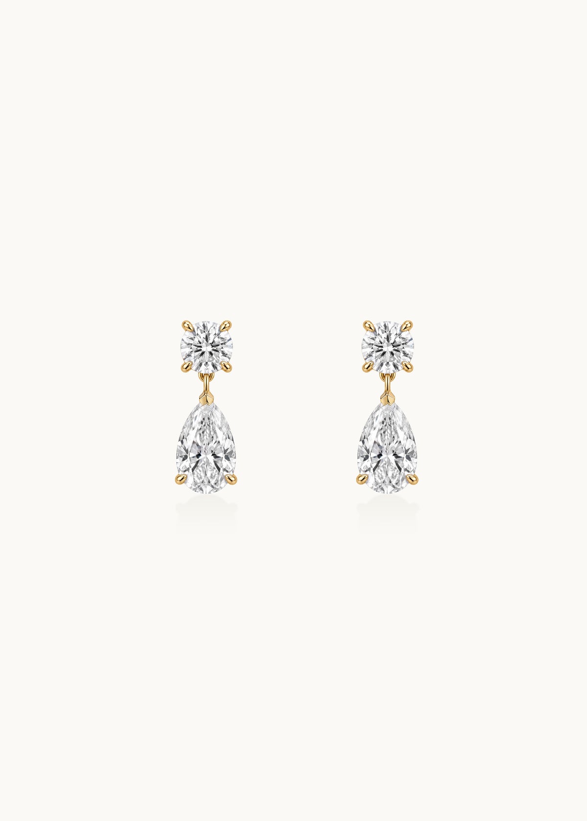 24 Hours Round and Pear Moissanite Drop Earrings