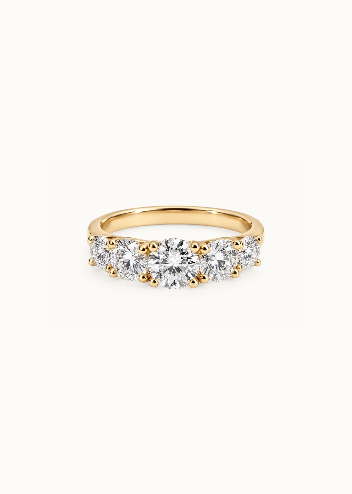 24 Hours 5-stone Round Brilliant Claw Set Moissanite Ring 2.4ct