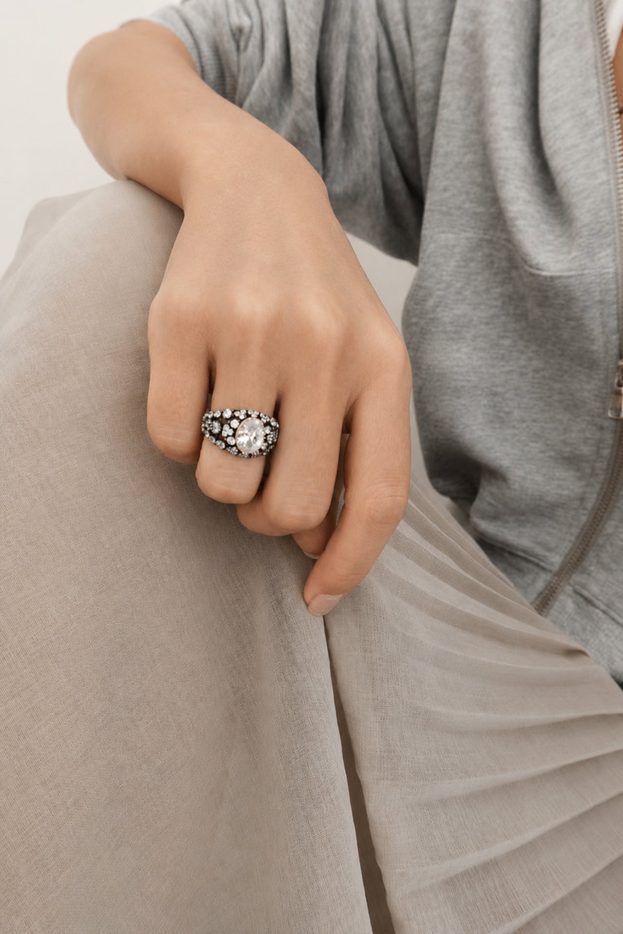 Archive 4.5ct Blackened Moissanite Cocktail Ring