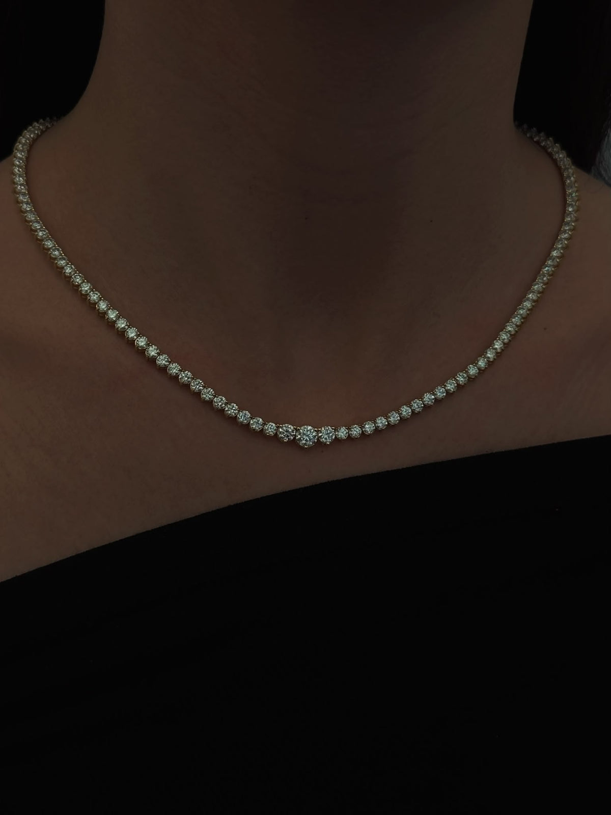 24 Hours Eternity Round Moissanite Tennis Necklace 17ct