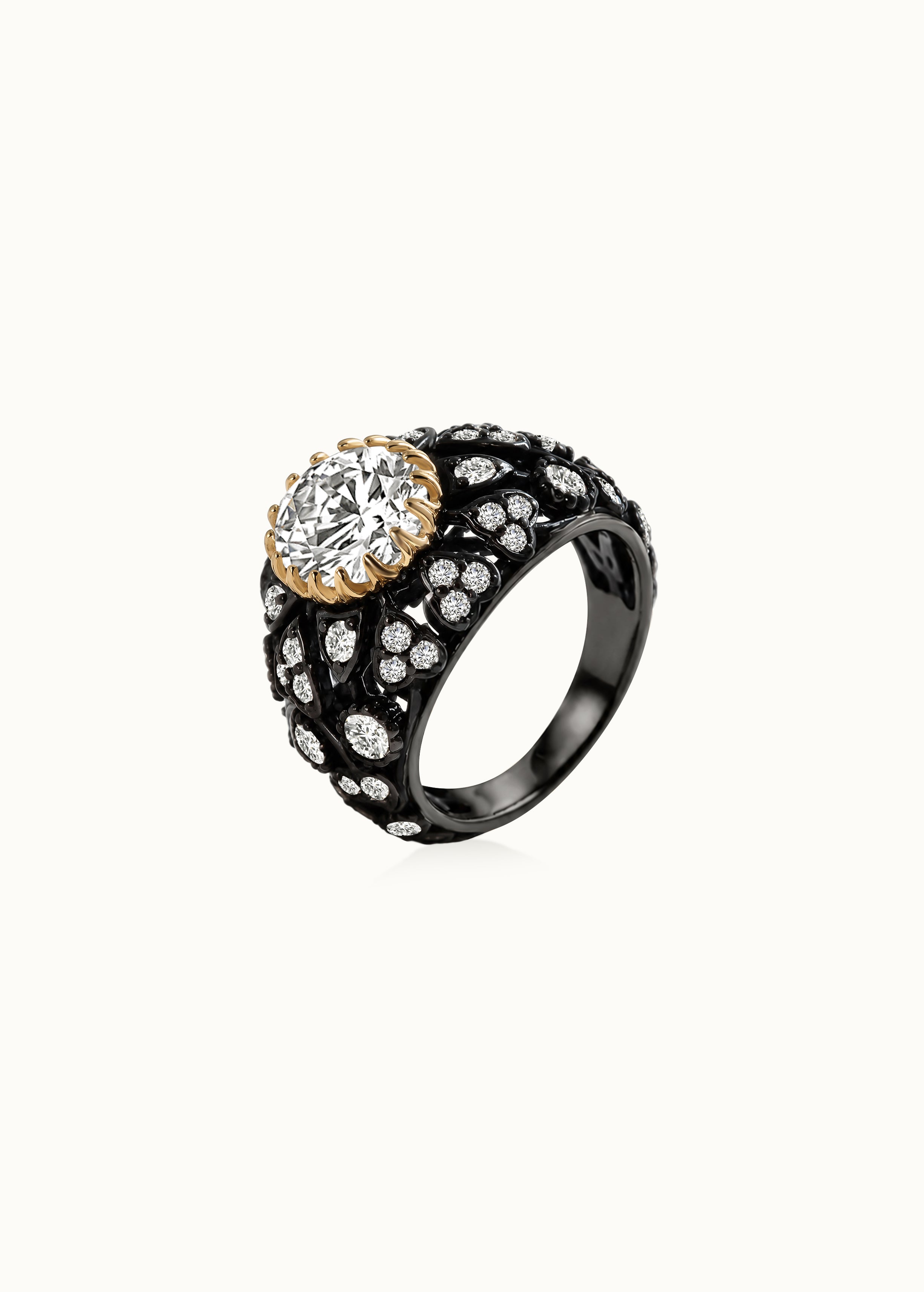 Archive 4.5ct Blackened Moissanite Cocktail Ring
