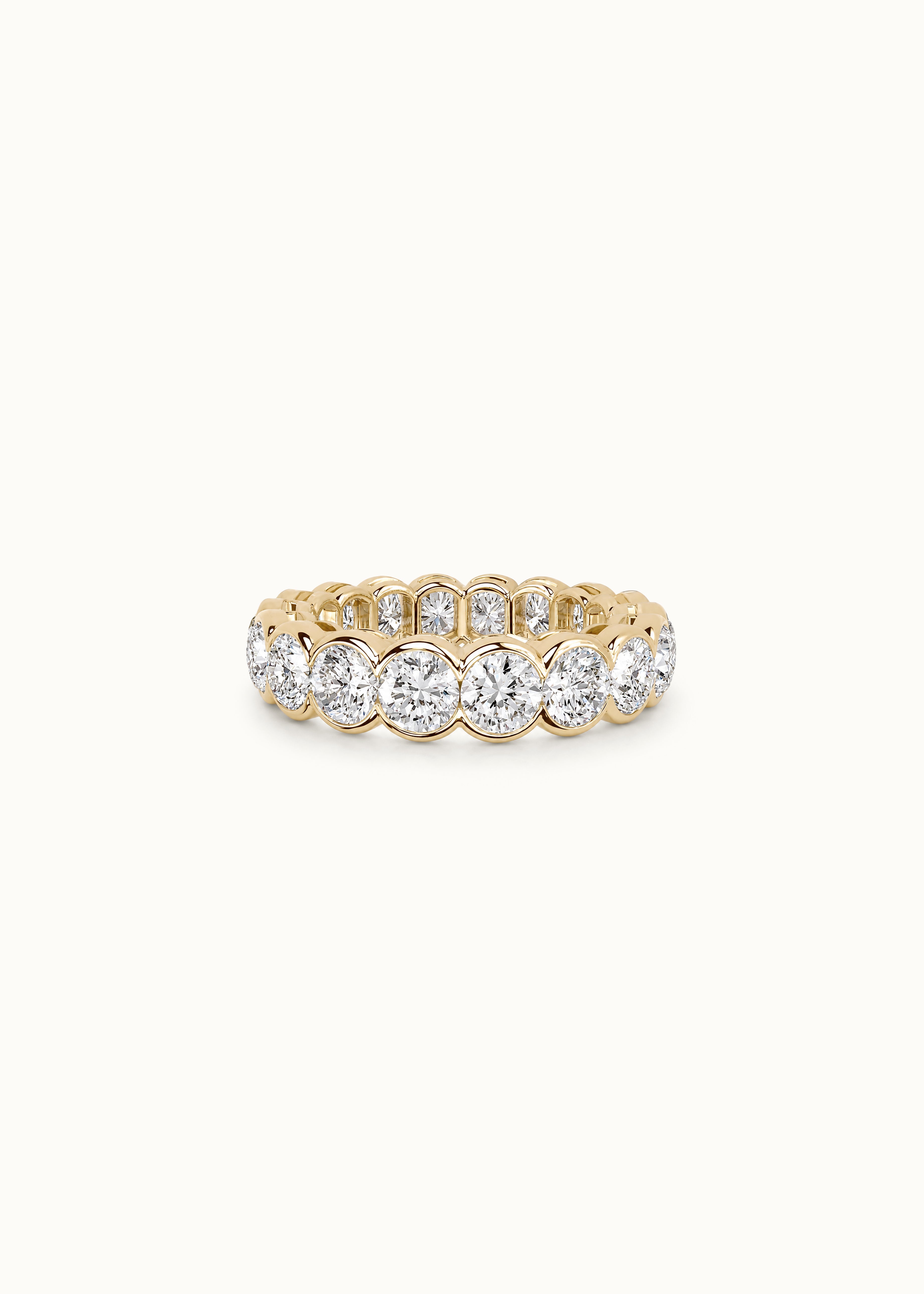 24 Hours Round Brilliant Cut Bezel Set 3.5mm Moissanite Semi Eternity Ring 3.6ct