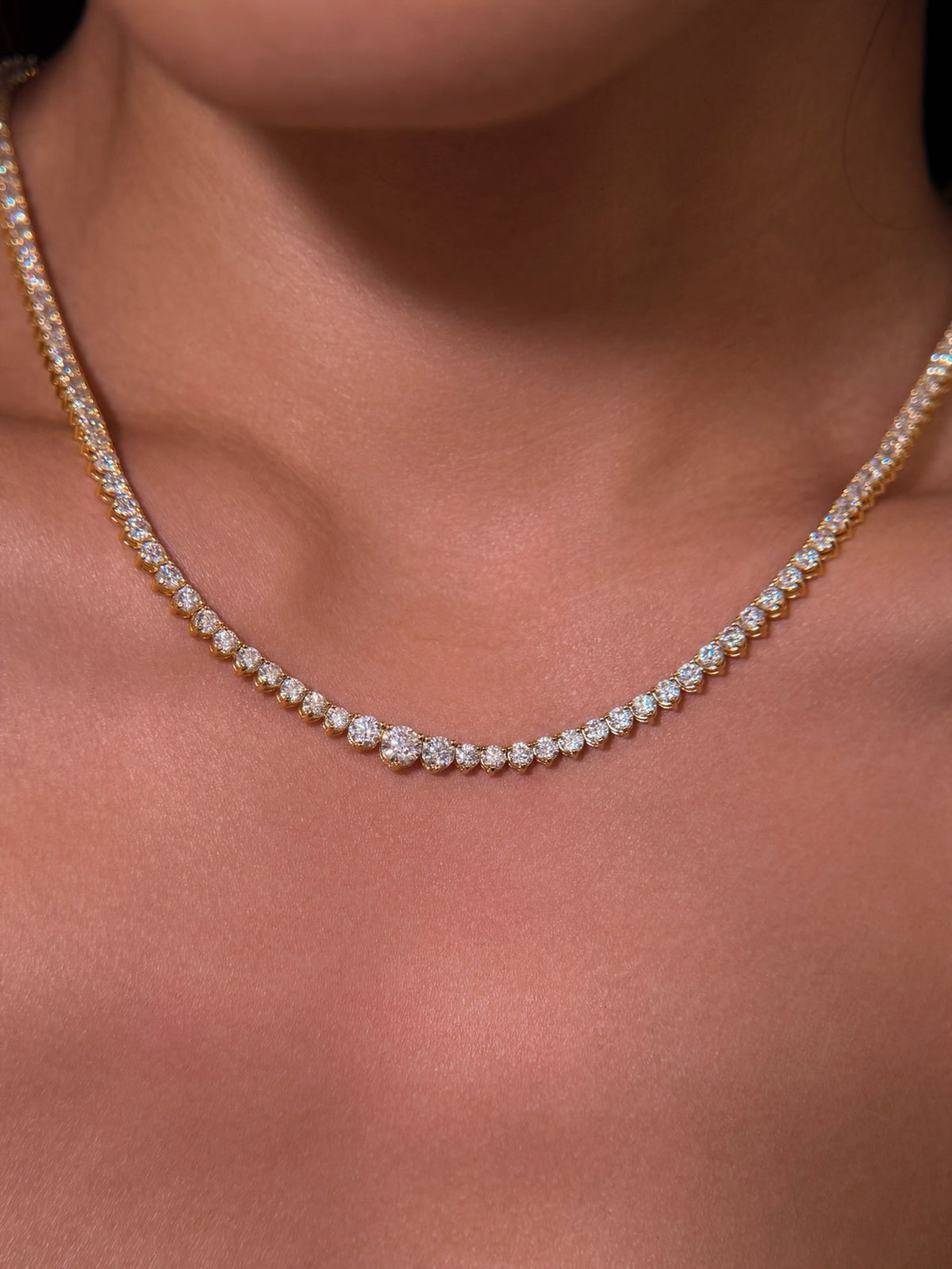 24 Hours Eternity Round Moissanite Tennis Necklace