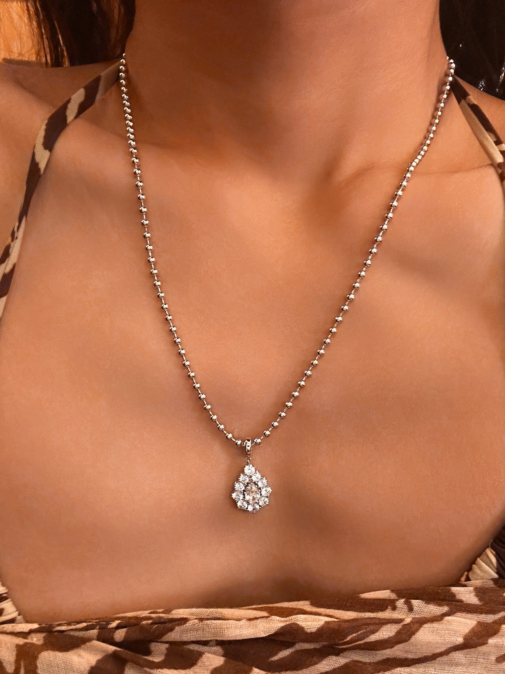 Archive Flow Blackened Halo Pear-cut Moissanite Clip-On Pendant