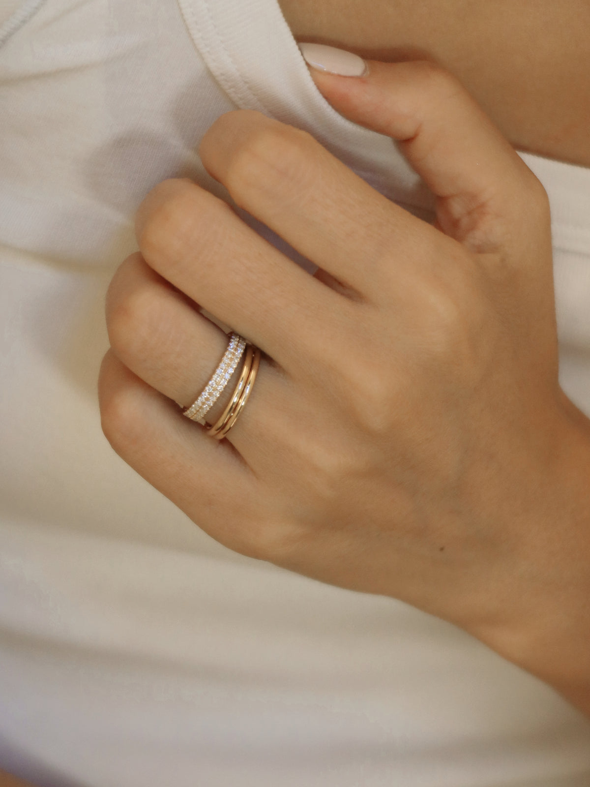 24 Hours Double Band Fully Paved Moissanite Ring