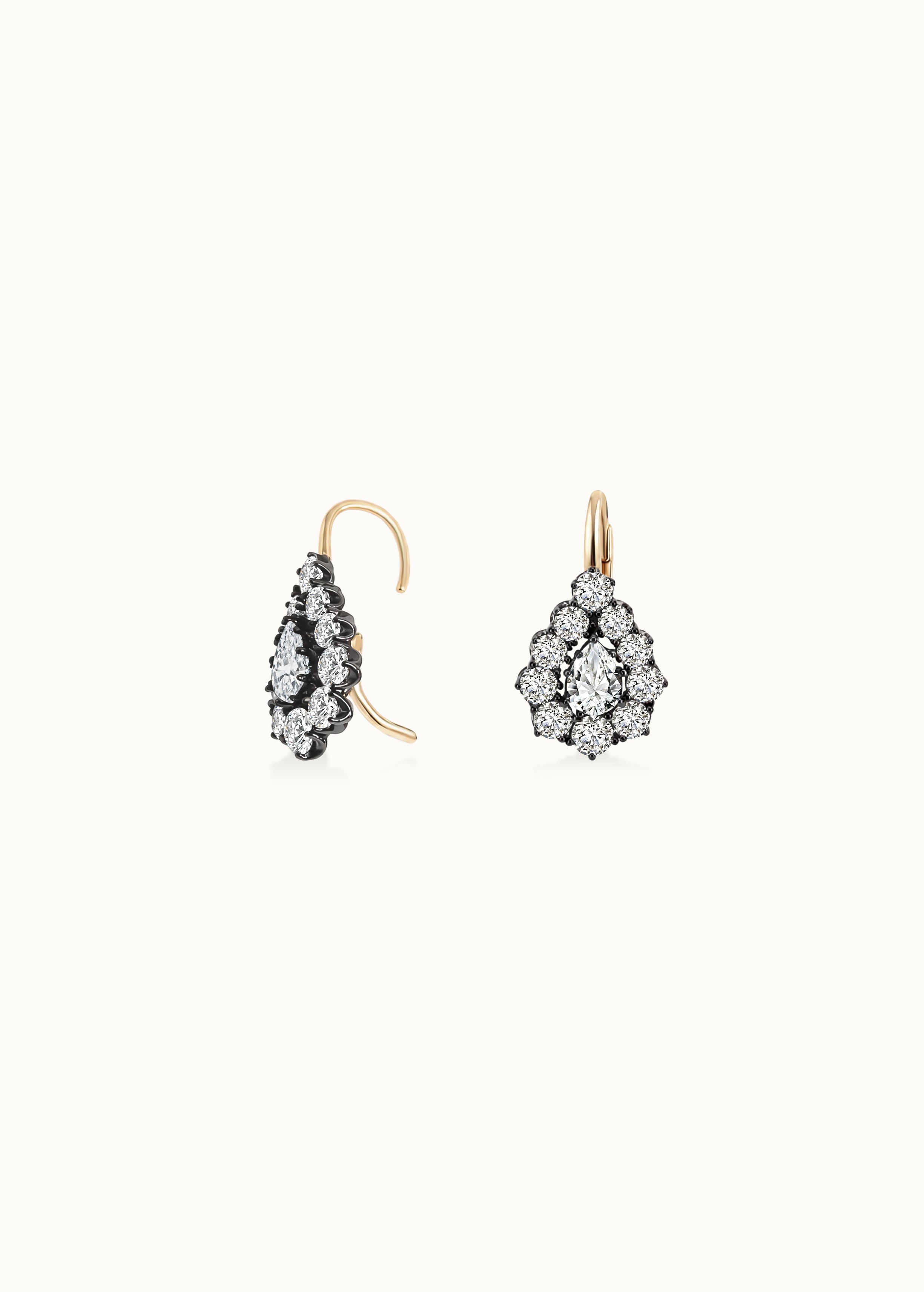 Archive Pear Cut Halo Moissanite Hoop Earrings