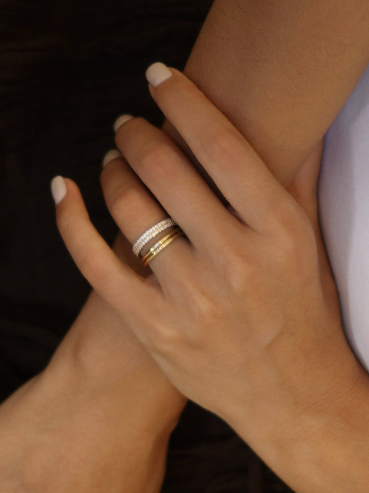24 Hours Double Band Fully Paved Moissanite Ring