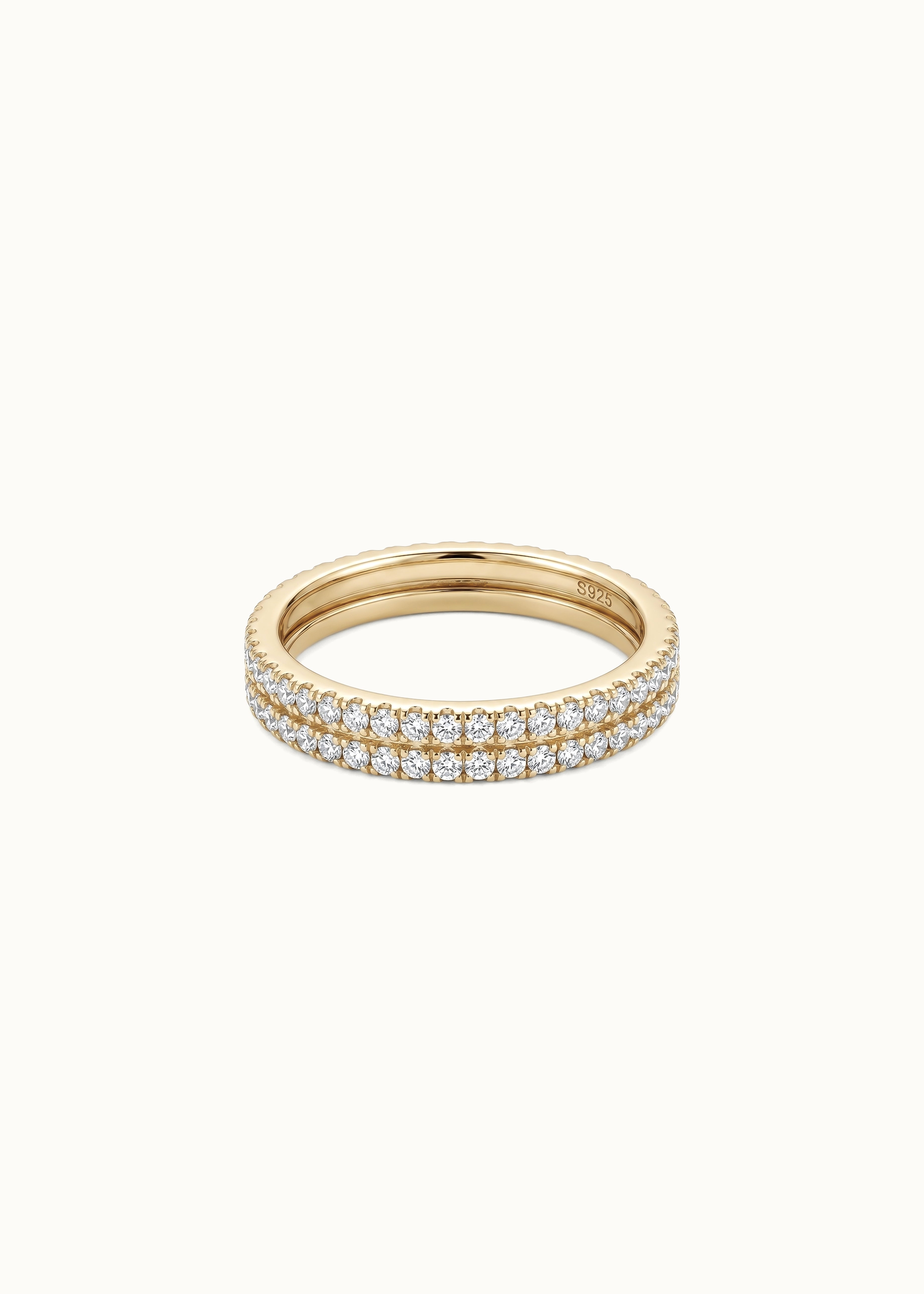 24 Hours Double Band Fully Paved Moissanite Ring