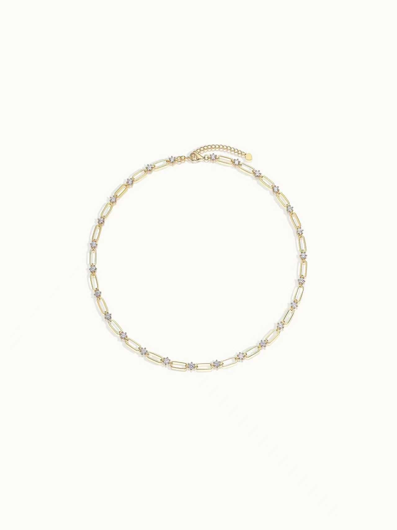 Moissanite Paperclip Chain 18k Gold Vermeil Necklace