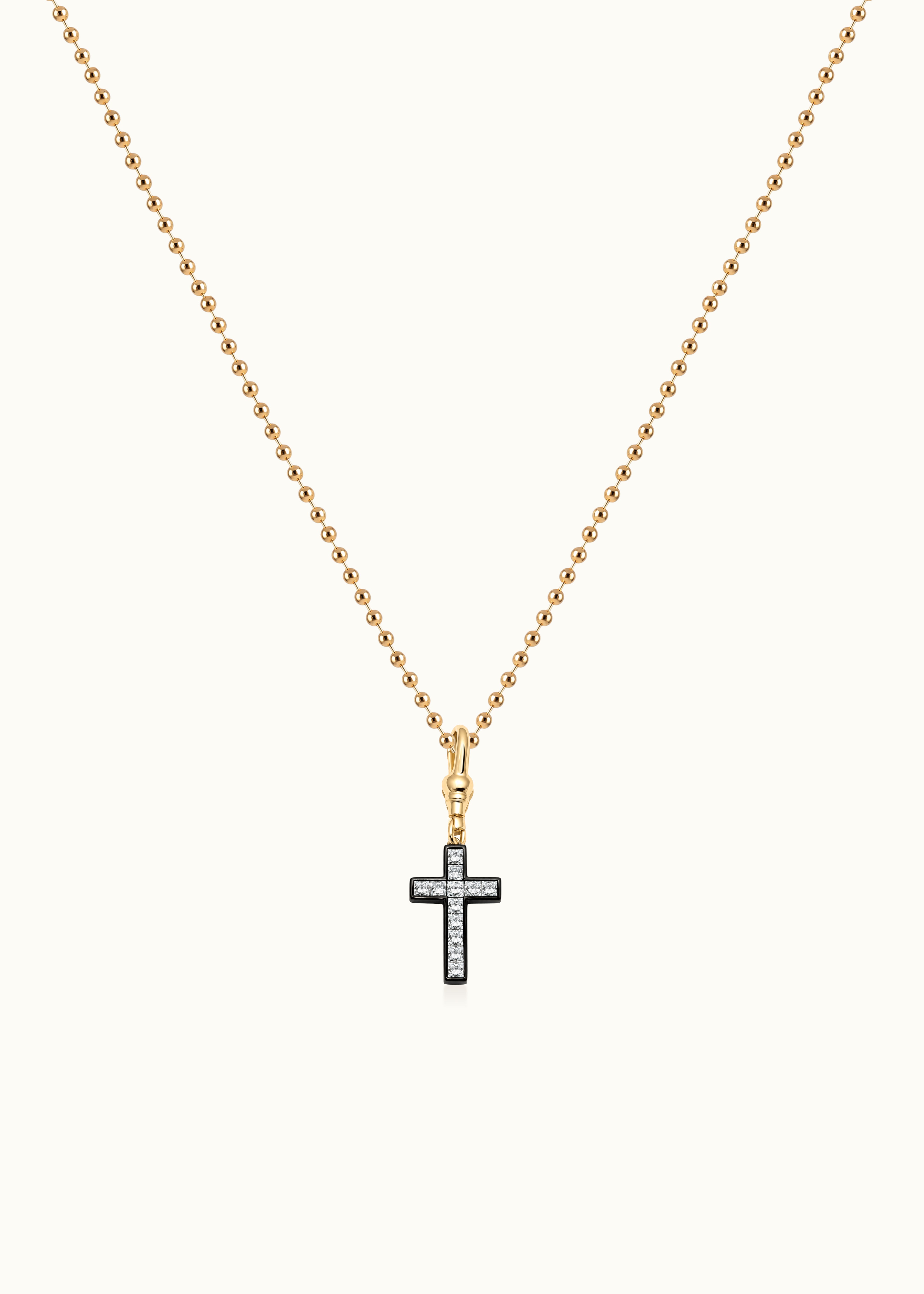 Archive Flow Blackened Moissanite Cross Clip-On Pendant 1.45ct