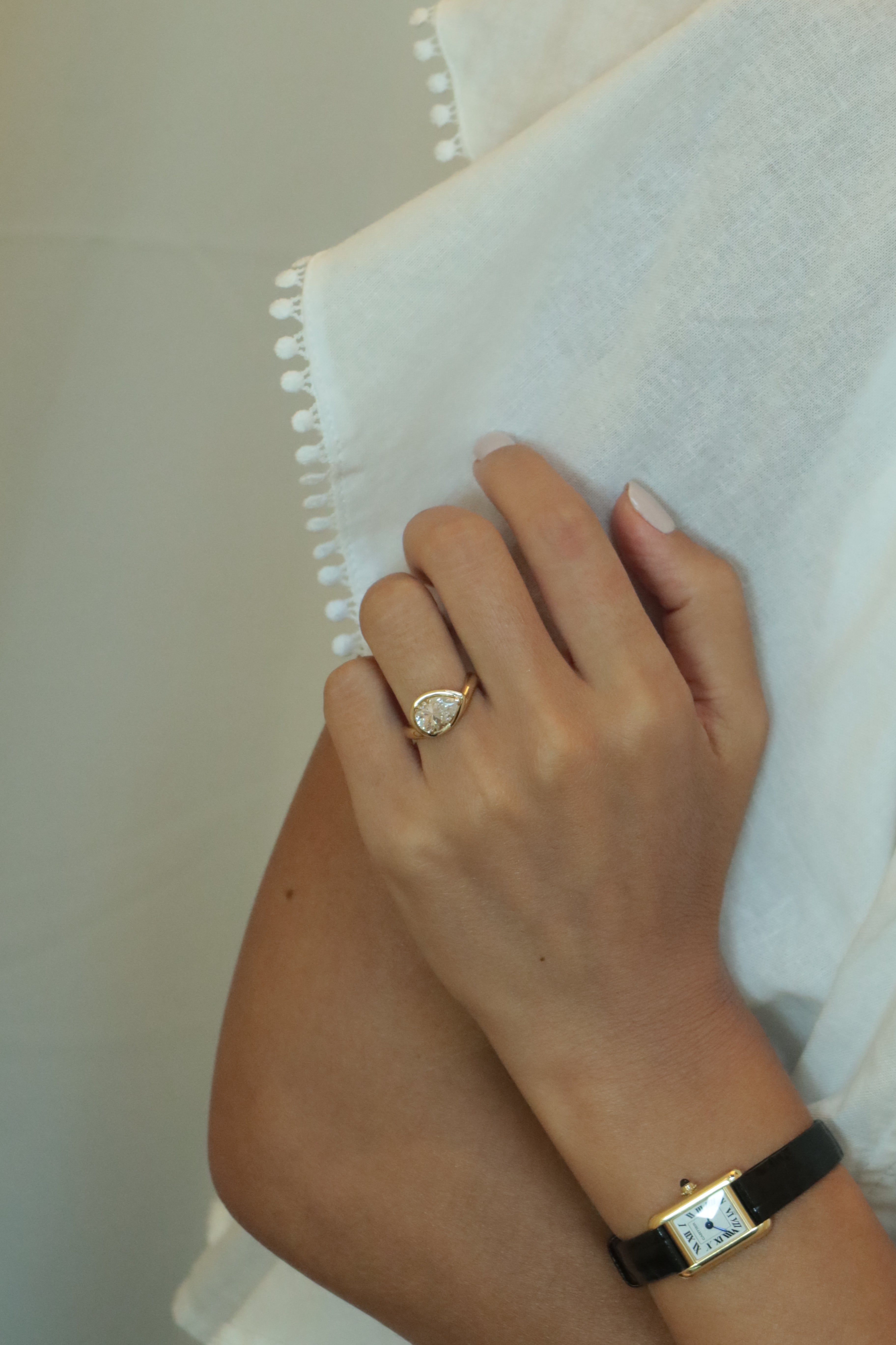 24 Hours Pear Cut Claw Set Moissanite Solitaire Ring 2ct