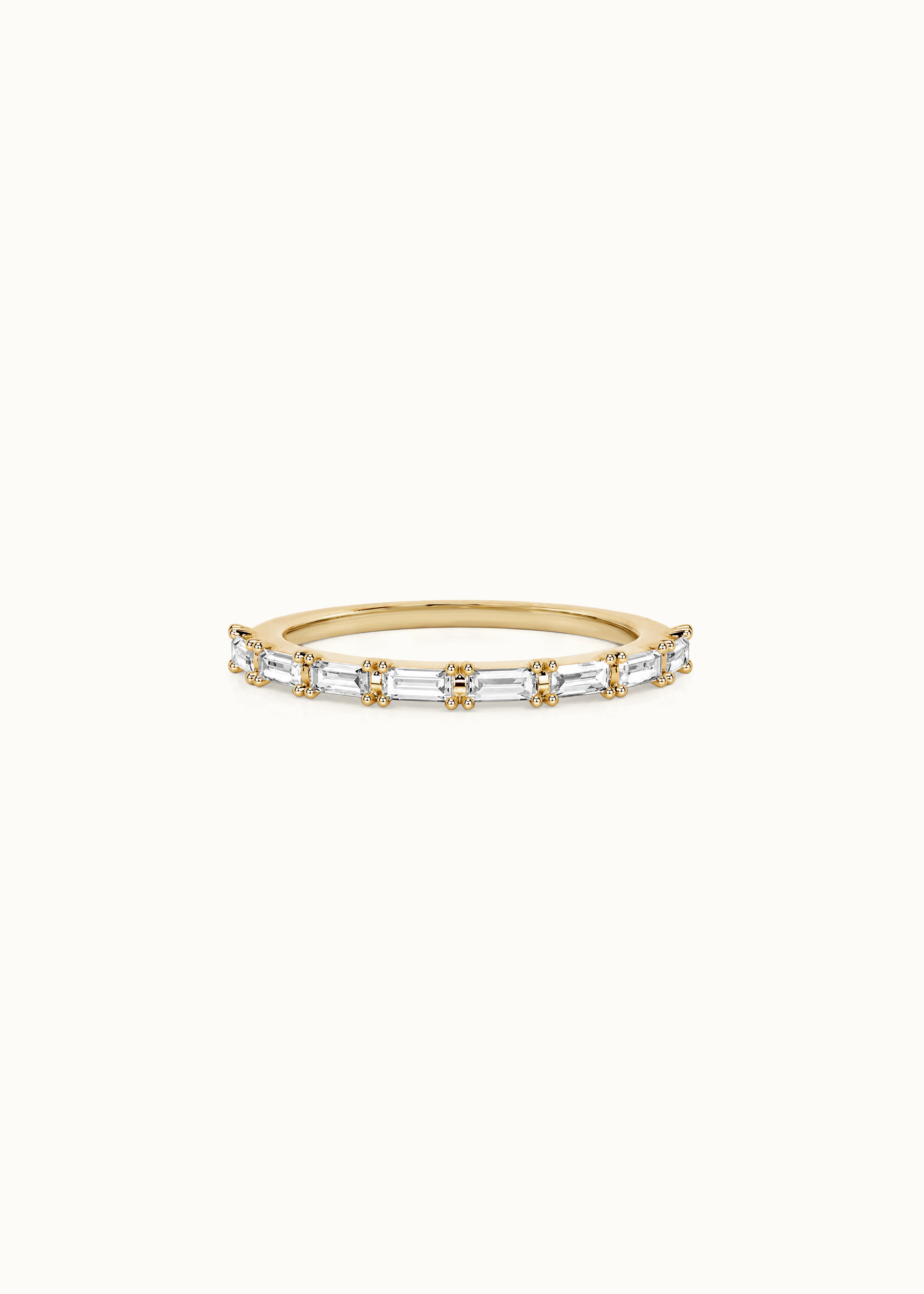 24 Hours Baguette Cut Claw Set Moissanite Semi Eternity Ring 0.26ct