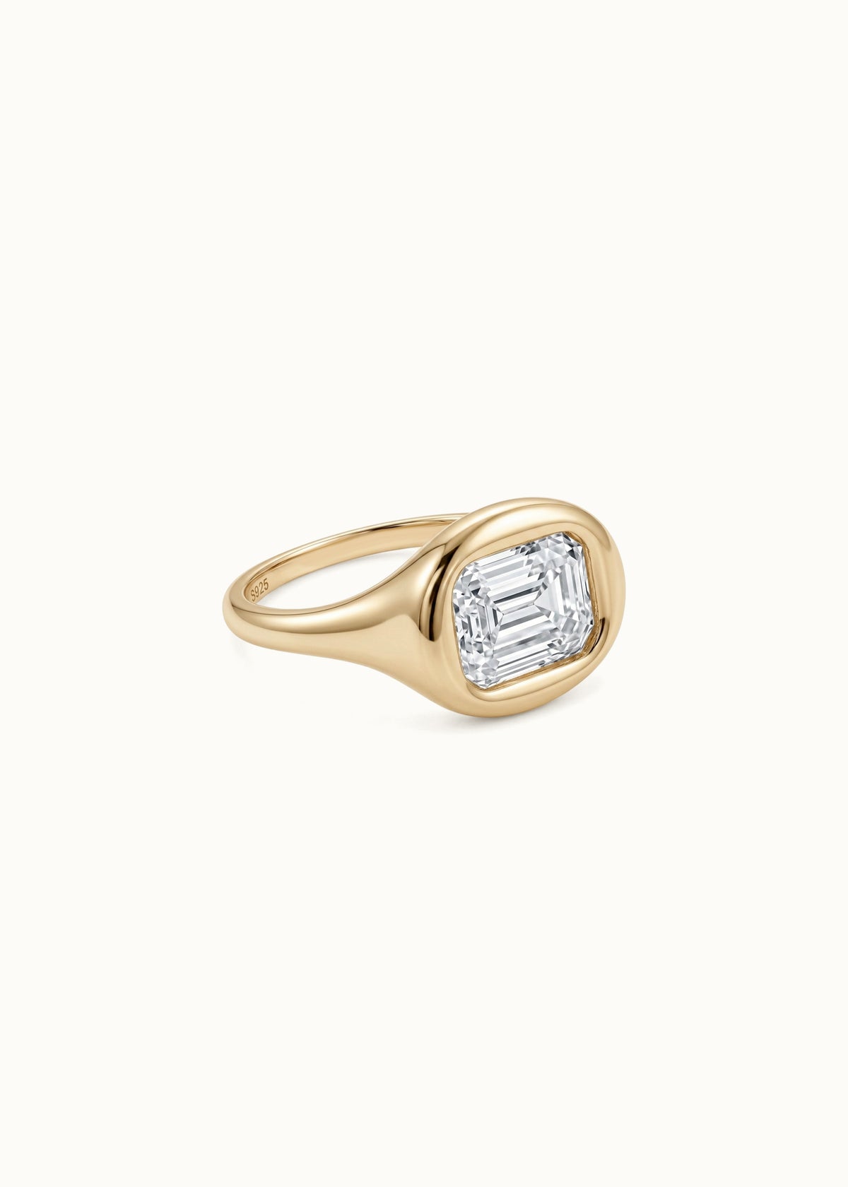 24 Hours Emerald Cut Oval Bezel Set Moissanite Solitaire Ring 3ct