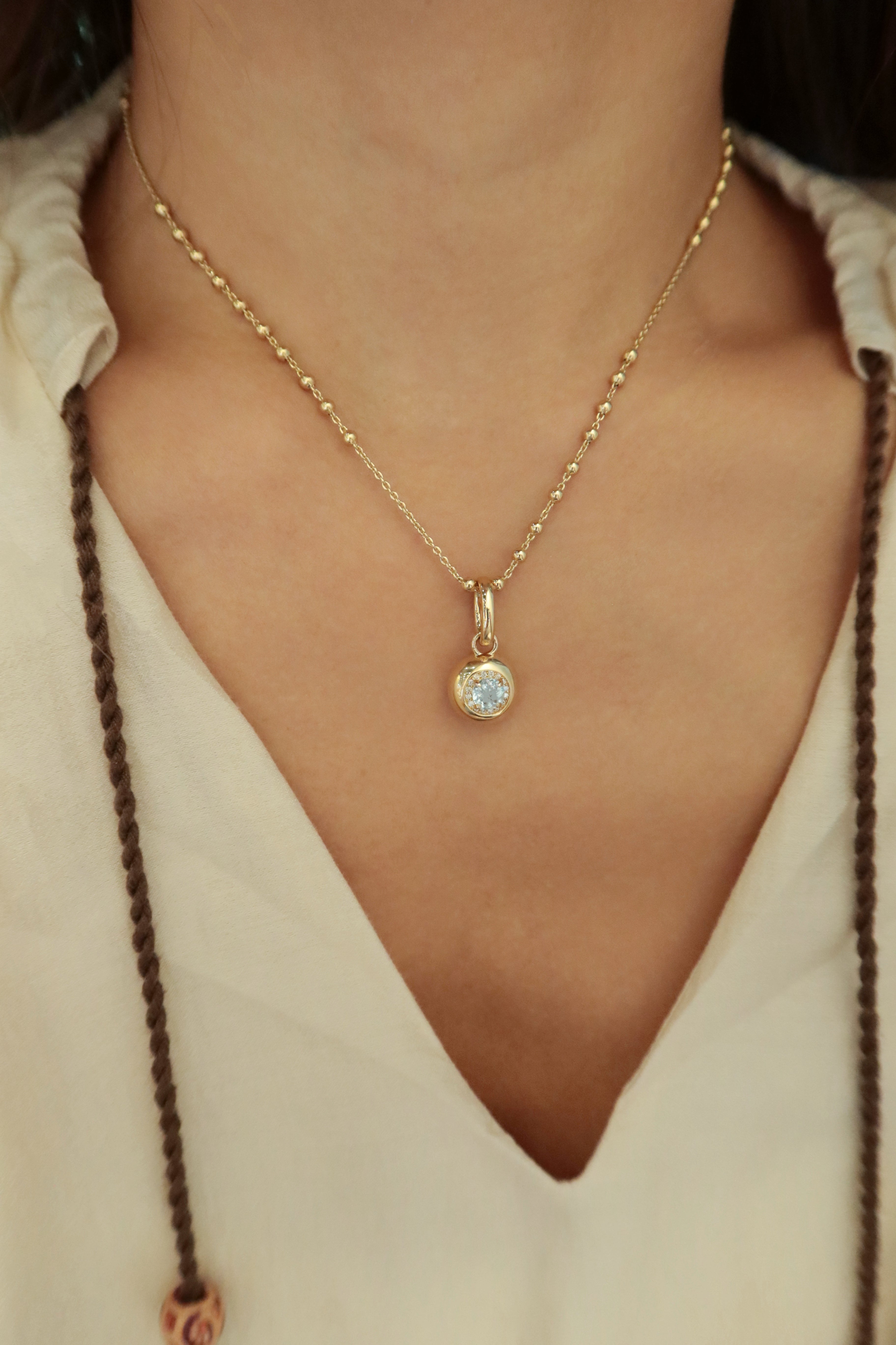 24 Hours Natural Topaz Pendent Beaded Chain Necklace 0.88ct