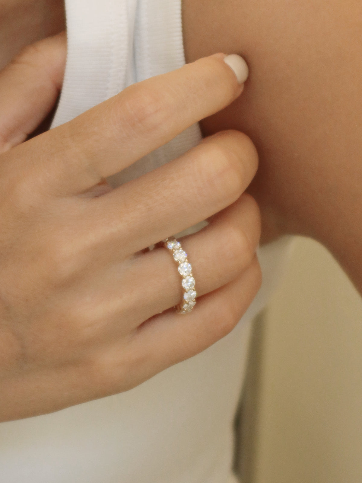 24 Hours Round Brilliant Cut Claw Set Moissanite Eternity Ring 5.1ct