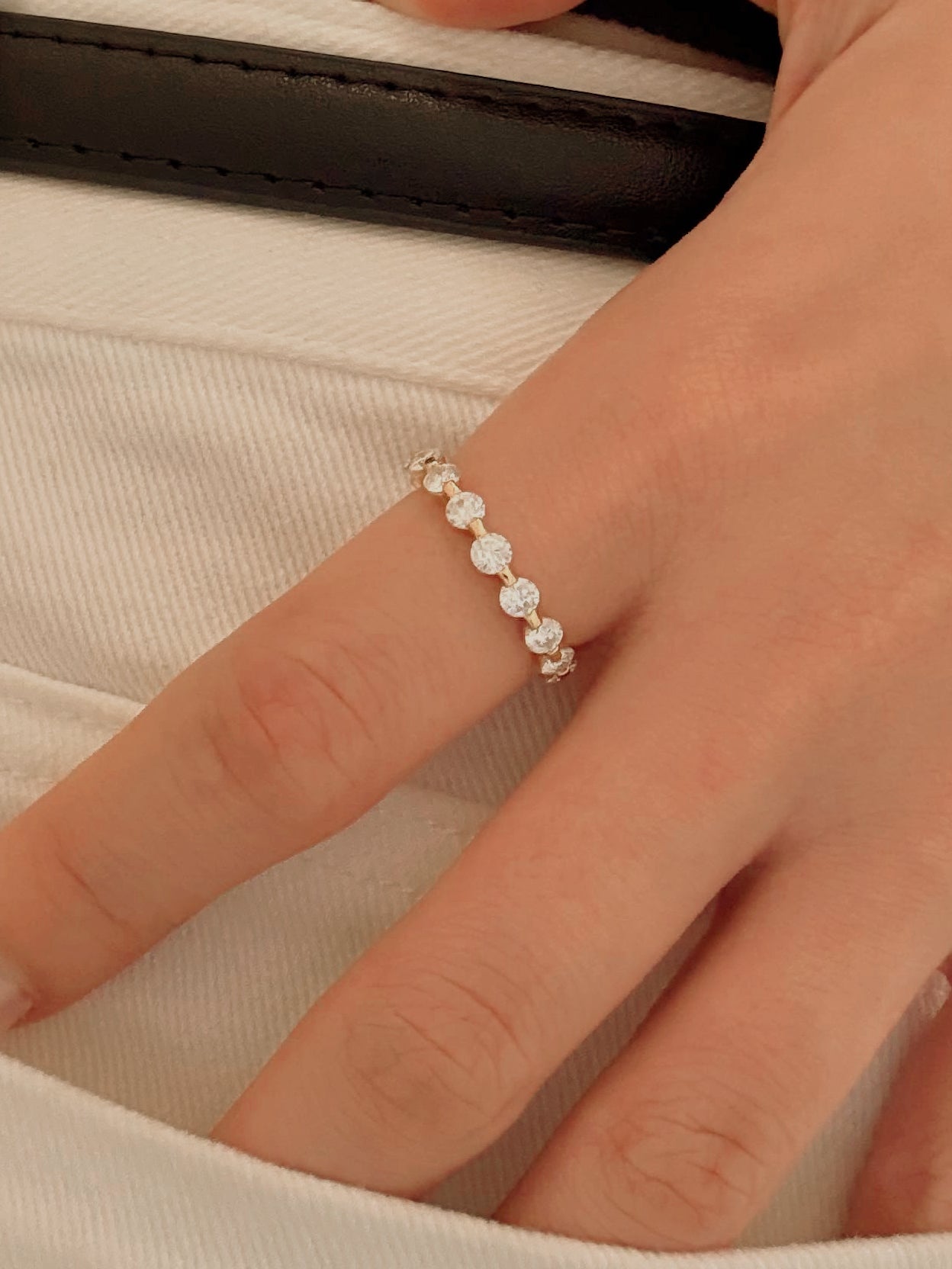 24 Hours Round Brilliant Cut Claw Set 3mm Moissanite Semi Eternity Ring 1.1ct