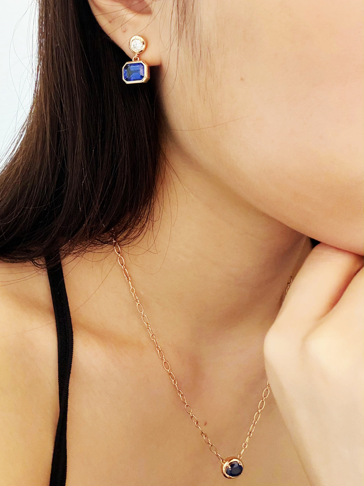 Archive Lab Grown Sapphire Pendent Belcher Chain Necklace 1.75ct