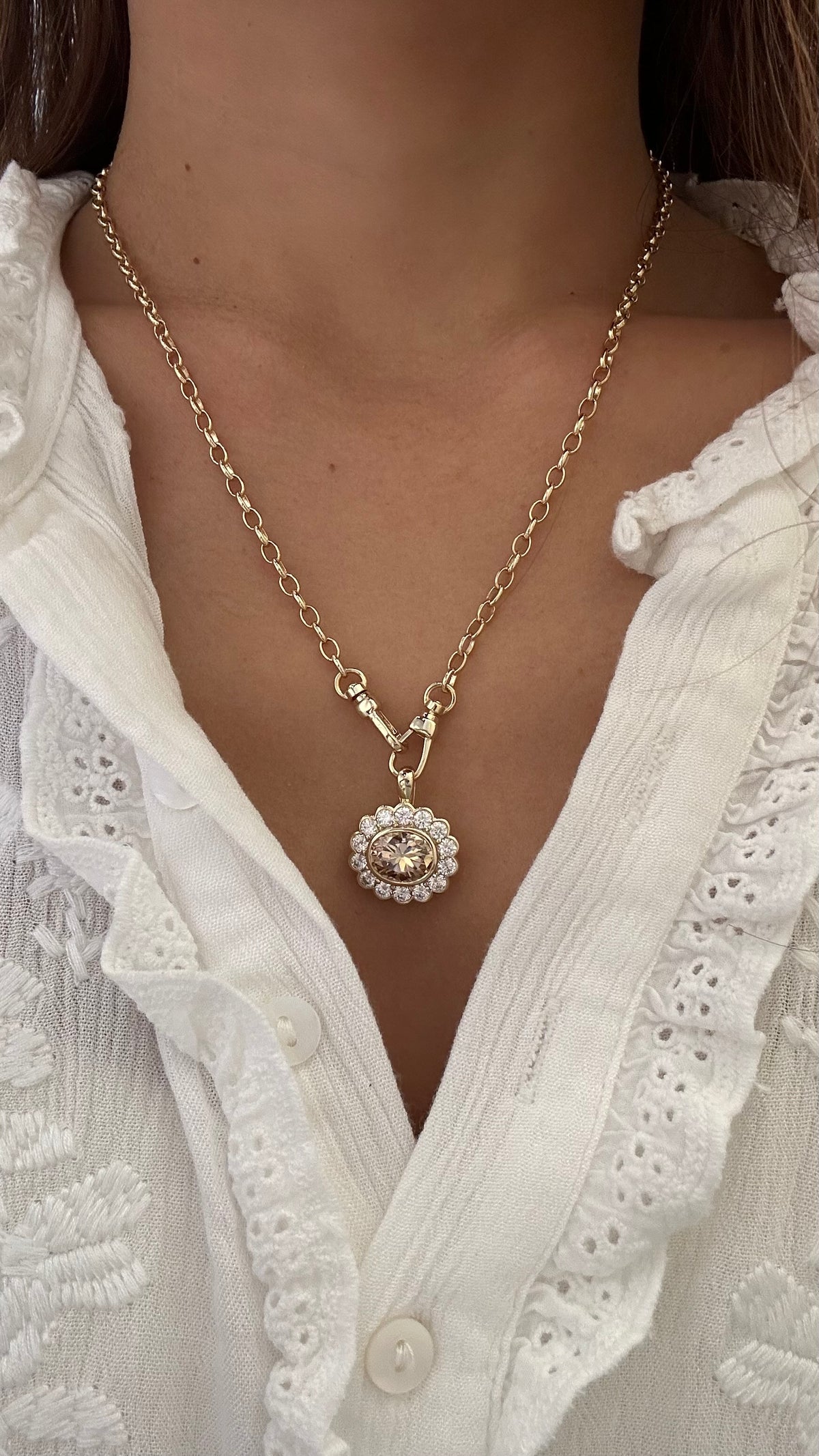 Archive Daisy Champagne Moissanite Pendant 4ct