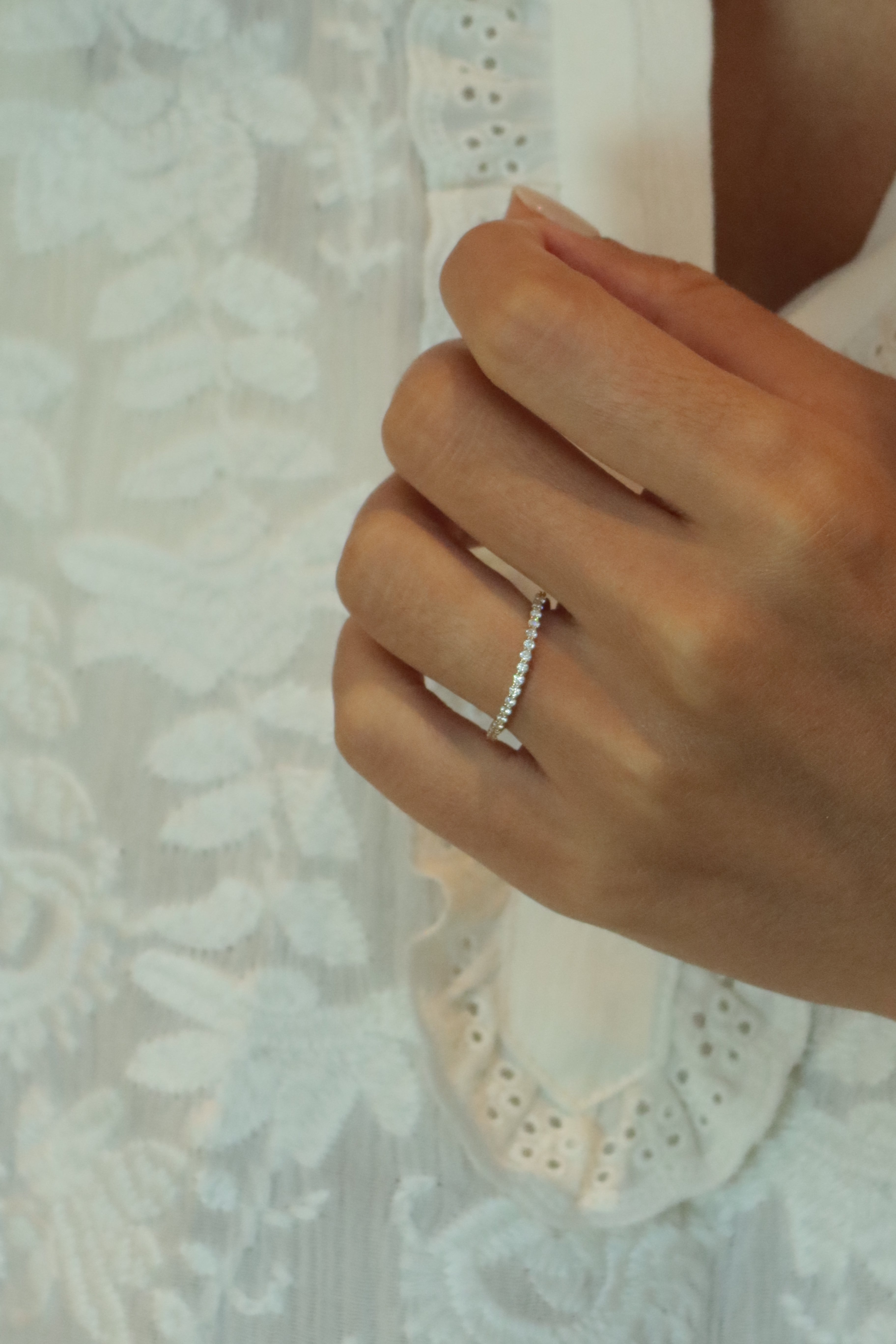 24 Hours Round Brilliant Cut Claw Set Moissanite Semi Eternity Ring 0.3ct