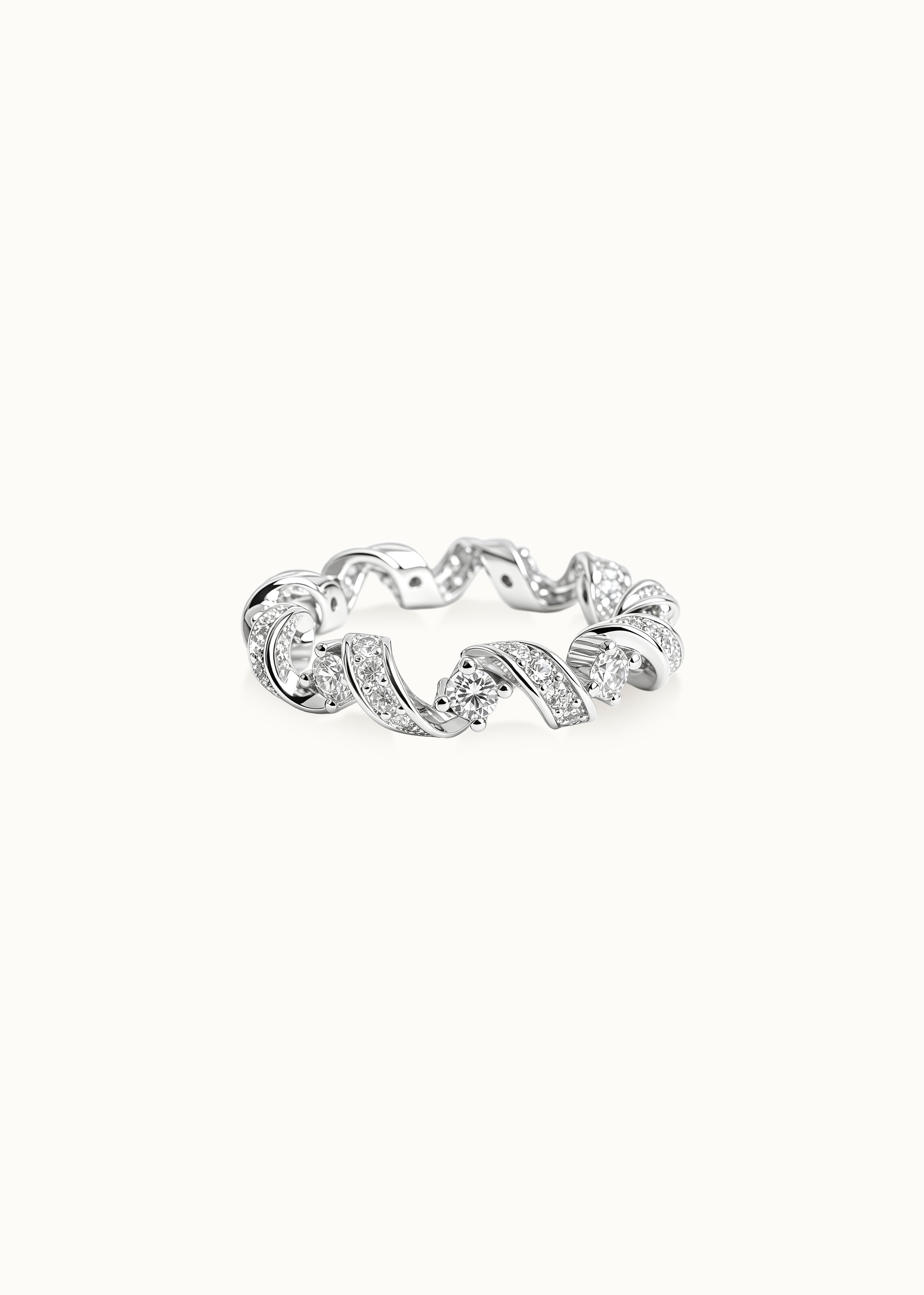 24 Hours Ribbon Moissanite Eternity Band Ring