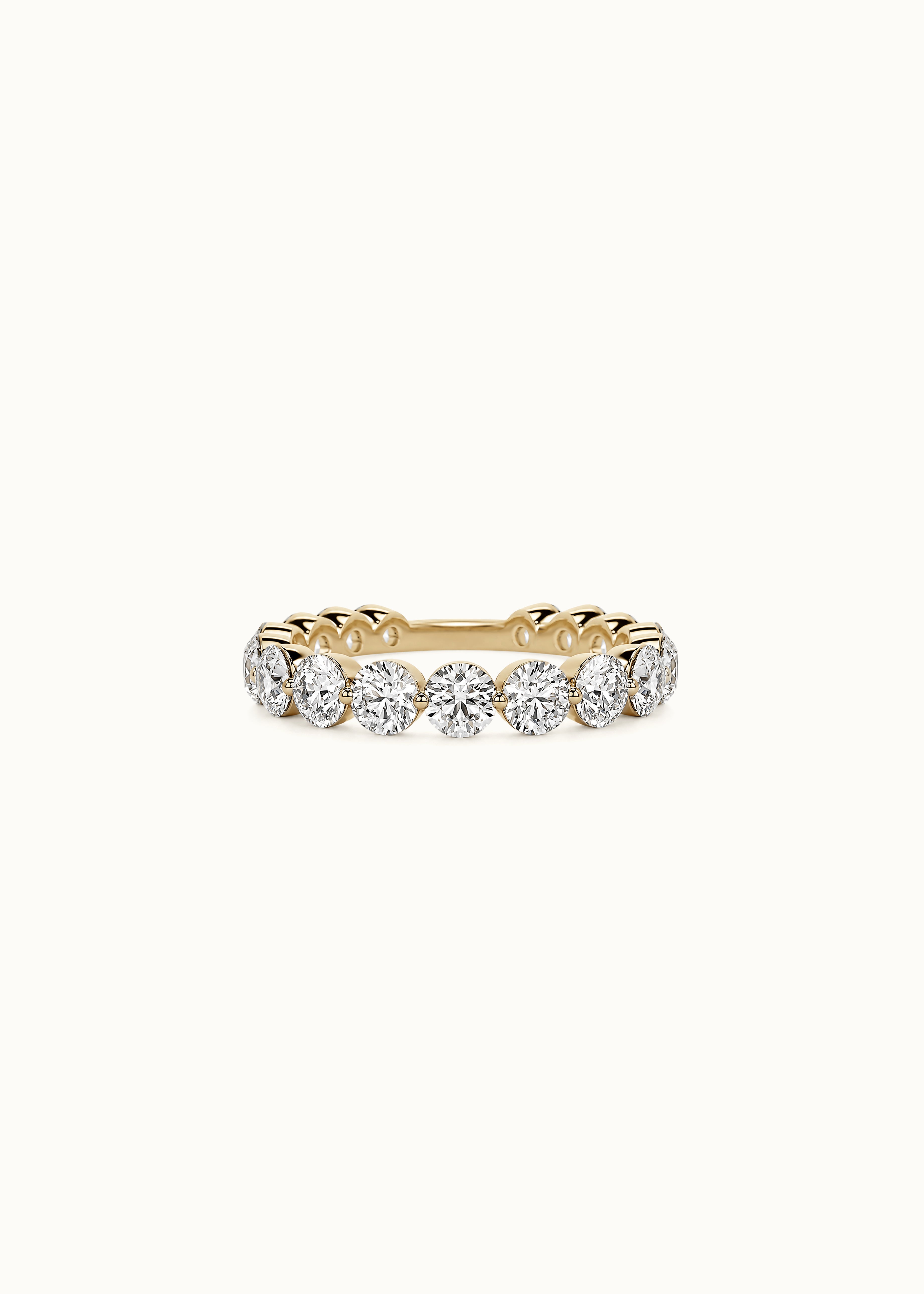 24 Hours Round Brilliant Cut Claw Set 4mm Moissanite Semi Eternity Ring 2.6ct