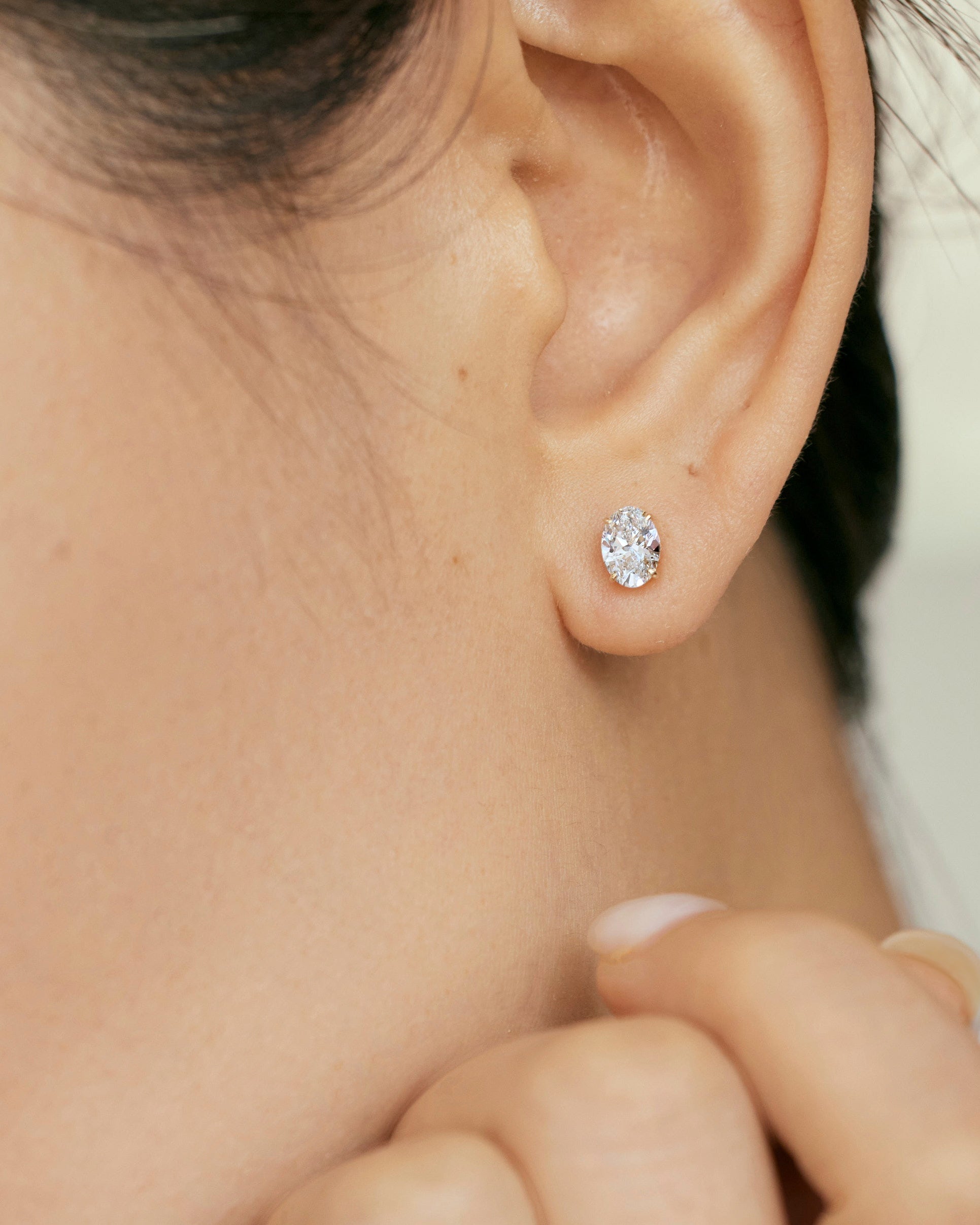 Heirloom Classic Oval Cut Claw Set Diamond Studs Earrings