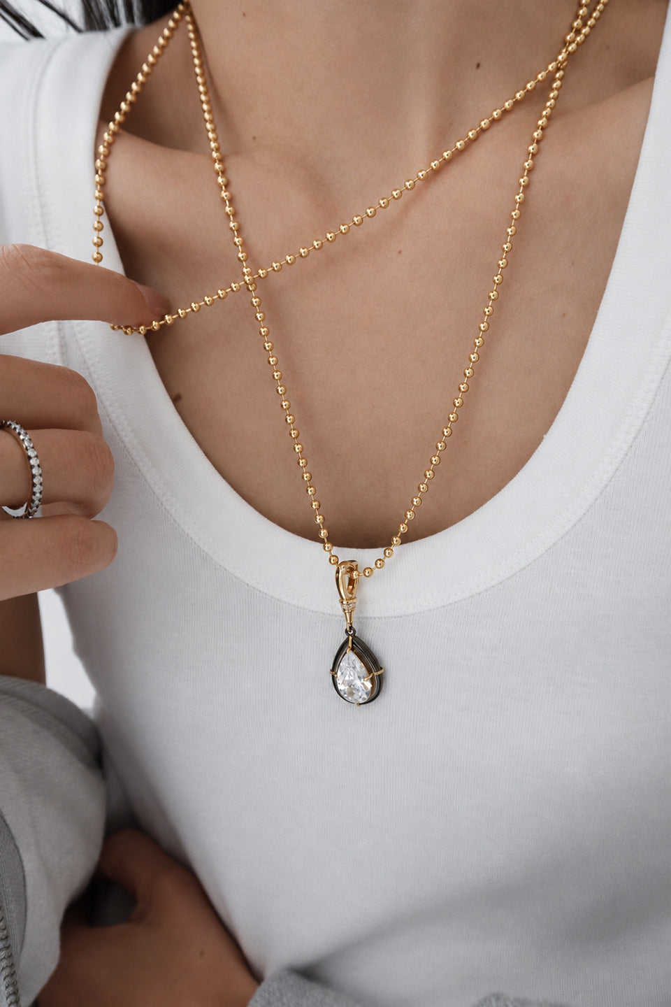 Archive 3mm Beaded Long Chain Necklace