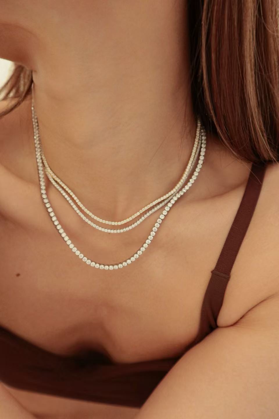 24 Hours Block 3mm Moissanite Tennis Necklace 12.7ct