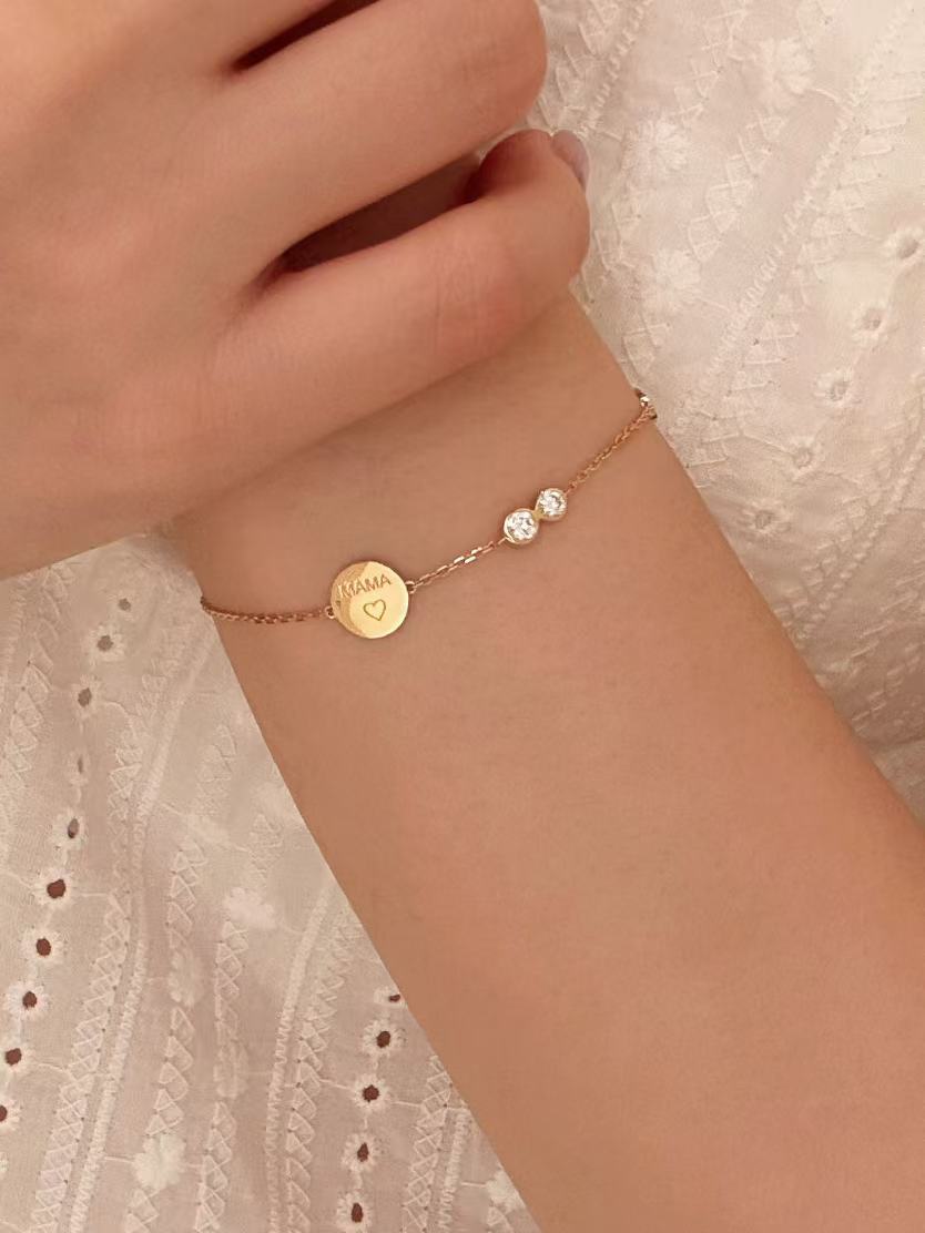 Heirloom Bubble 2 Diamond Engravable Charm Chain Bracelet