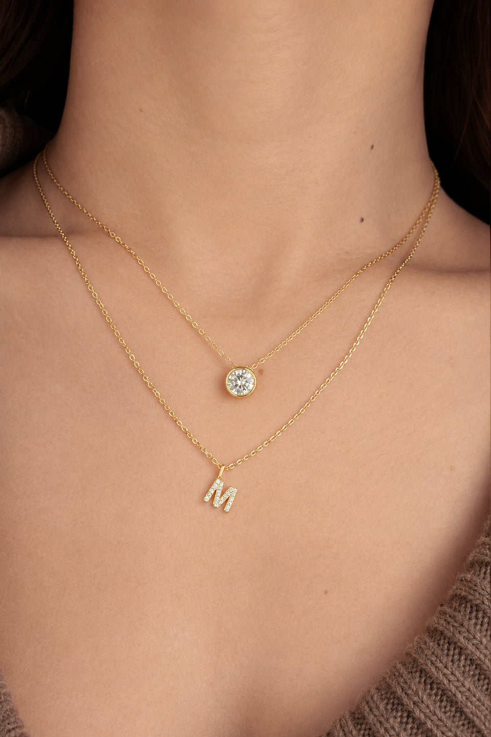 24 Hours Super Fine Moissanite Initial Pendant